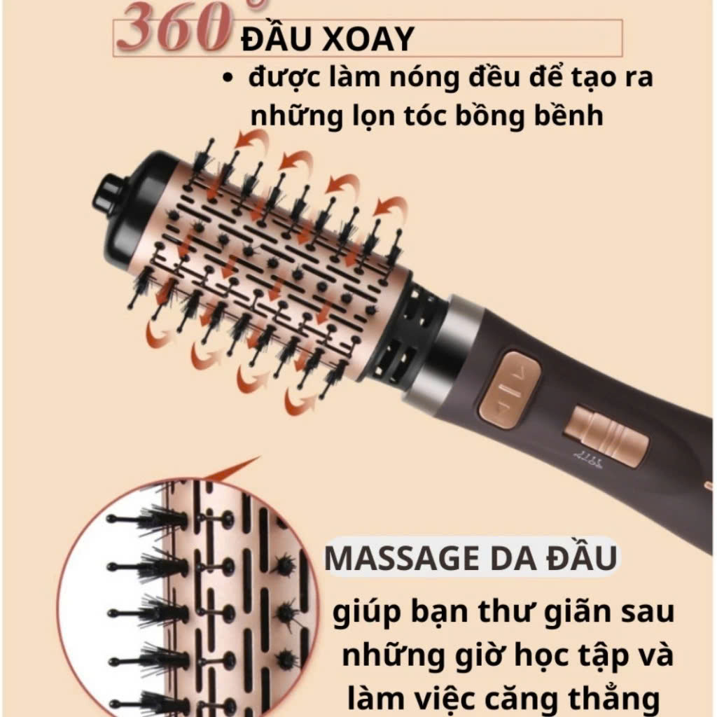 Mô tả Lược điện ENZO 743 thương hiệu ITALIA xoay 360 độ tự động đảo 2 chiều, 4in1 bh 5 năm - 2