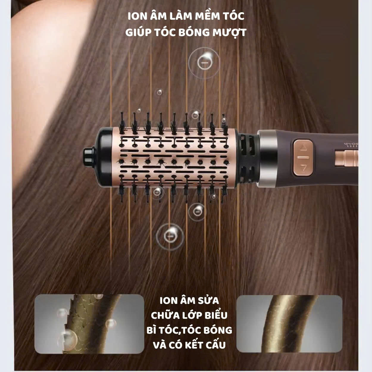 Mô tả Lược điện ENZO 743 thương hiệu ITALIA xoay 360 độ tự động đảo 2 chiều, 4in1 bh 5 năm - 7