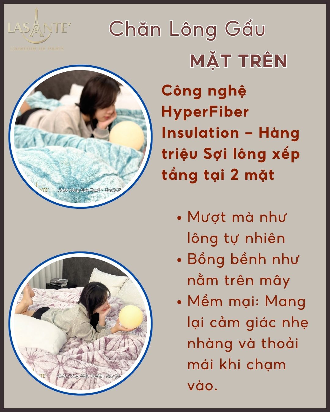 Chất liệu Chăn Lông Gấu Lasante