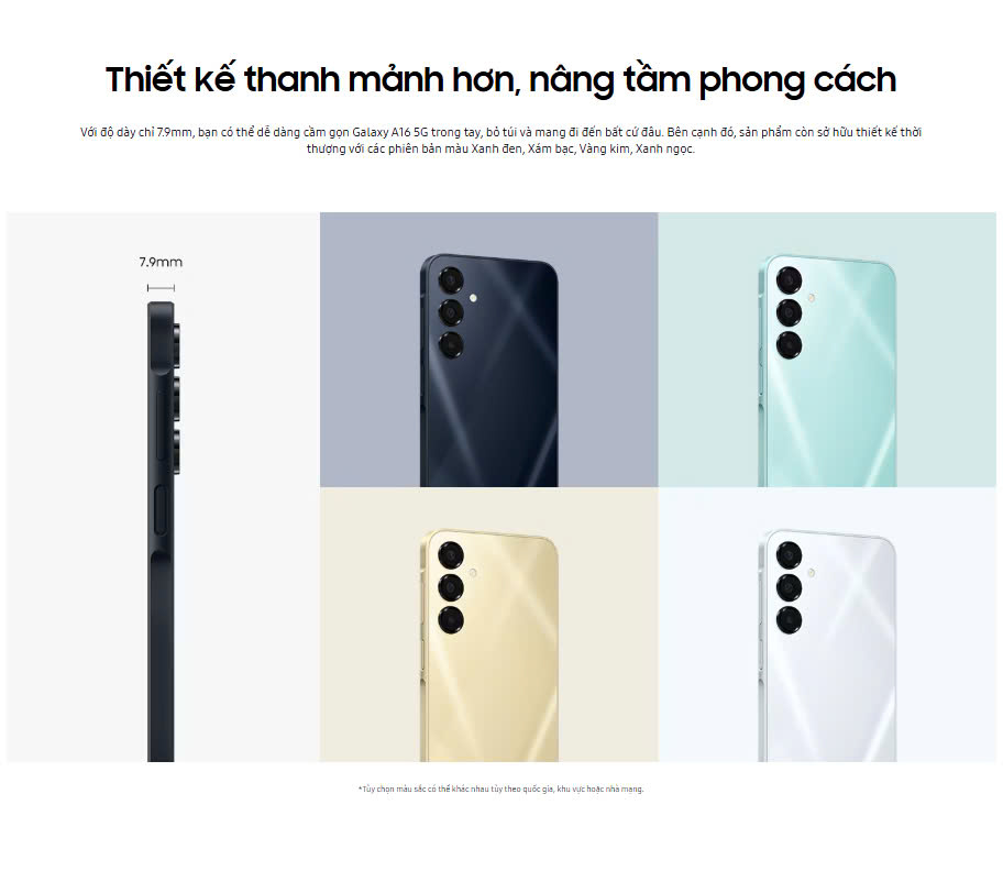 Mô tả Điện thoại Samsung Galaxy A16 5G Ram 8GB | 128GB, Màn hình 6.7" - Chip MediaTek Dimensity 6300 - 5000 mAh | BH 24 tháng - 4