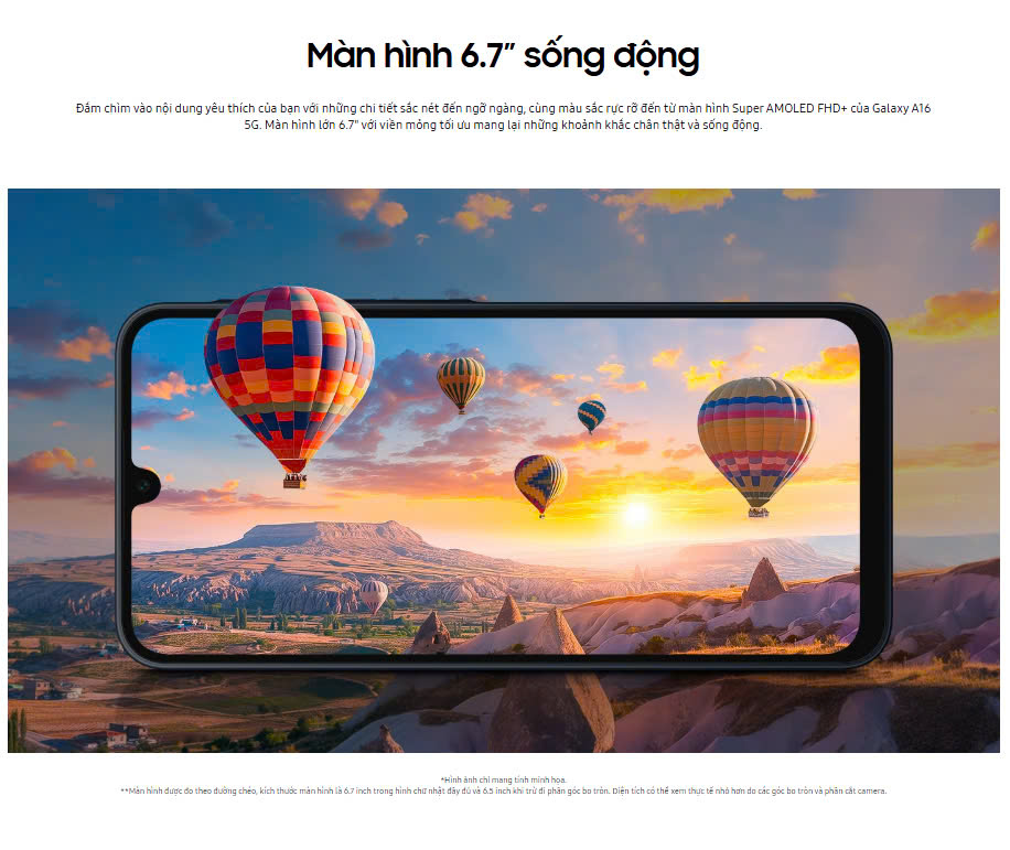 Mô tả Điện thoại Samsung Galaxy A16 5G Ram 8GB | 128GB, Màn hình 6.7" - Chip MediaTek Dimensity 6300 - 5000 mAh | BH 24 tháng - 3
