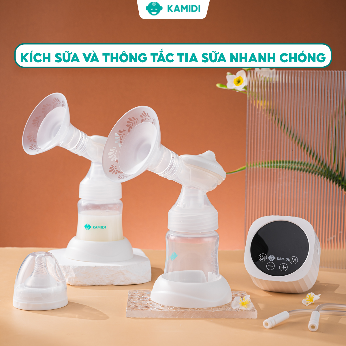 Mô tả Máy Hút Sữa Có Dây Kamidi Max Máy Hút Sữa Điện Đôi Phễu Hút Silicon Mềm Mại Kèm Bình Sữa Có Núm Ti Cho Bé - 2