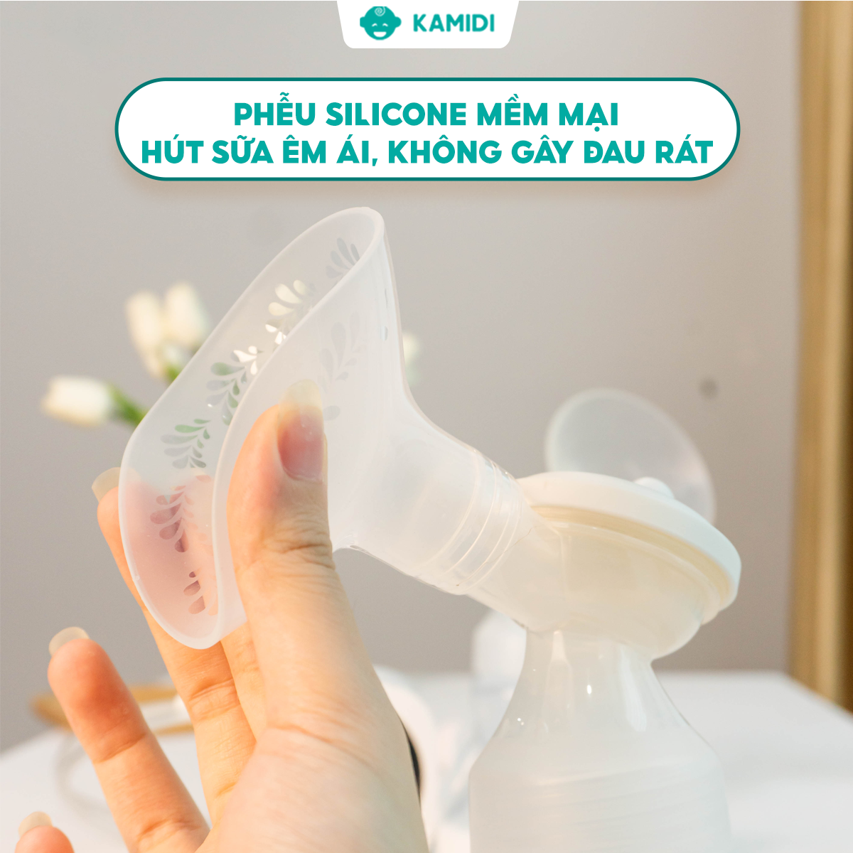 Mô tả Máy Hút Sữa Có Dây Kamidi Max Máy Hút Sữa Điện Đôi Phễu Hút Silicon Mềm Mại Kèm Bình Sữa Có Núm Ti Cho Bé - 3