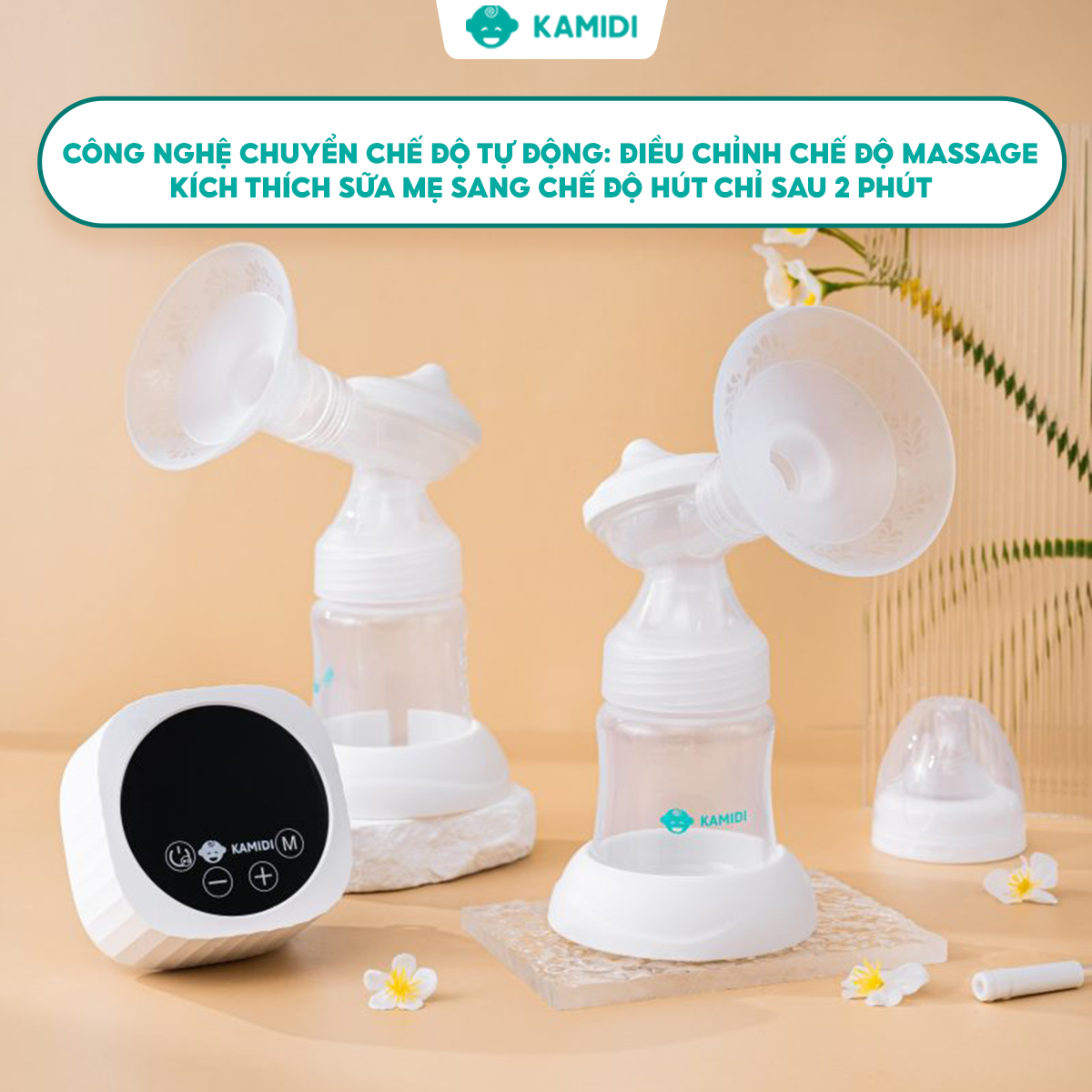 Mô tả Máy Hút Sữa Có Dây Kamidi Max Máy Hút Sữa Điện Đôi Phễu Hút Silicon Mềm Mại Kèm Bình Sữa Có Núm Ti Cho Bé - 6