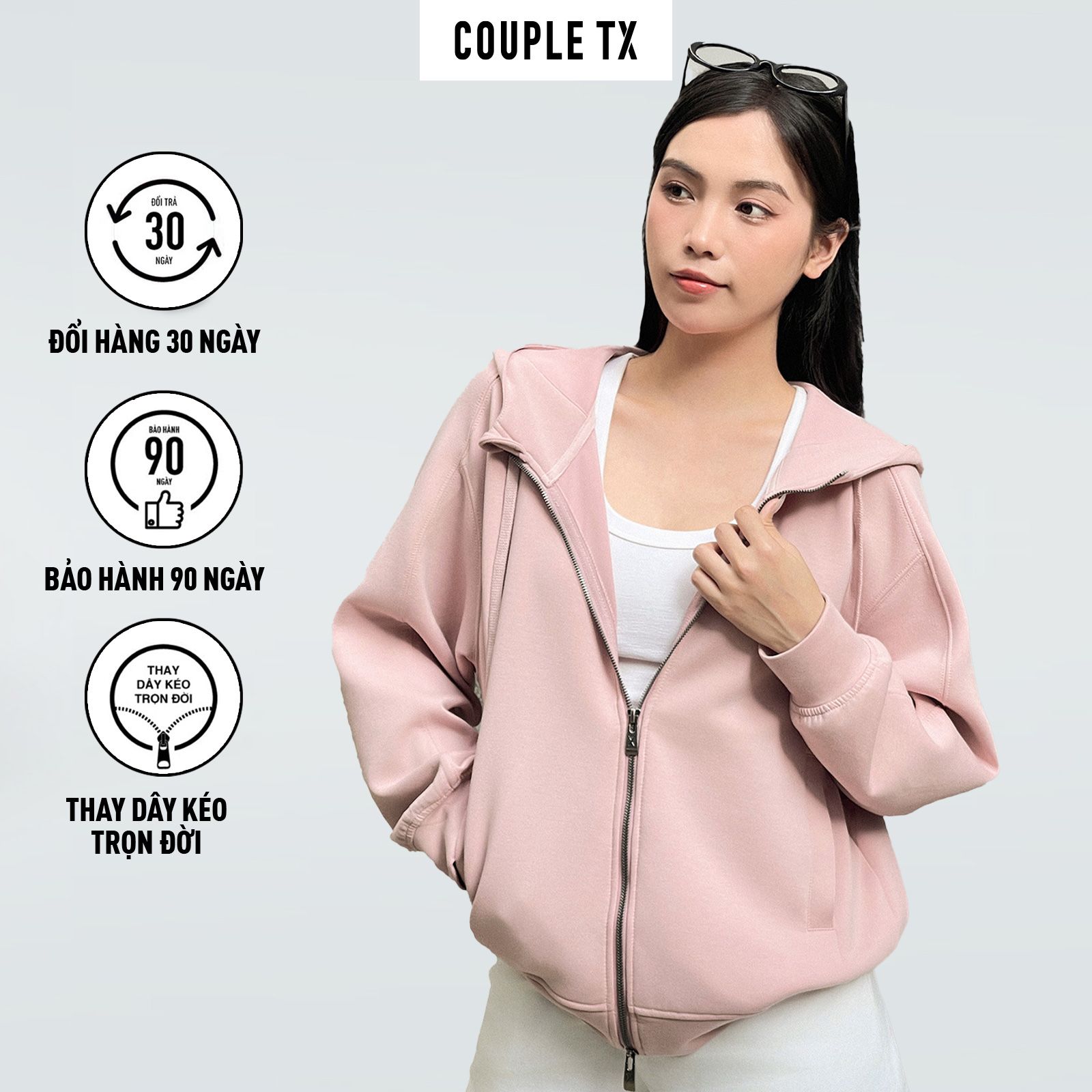 Mô tả Áo Khoác Chống Nắng Nữ Couple TX Thun 2 Da Dây Kéo 2 Đầu WOK 2059 - 3