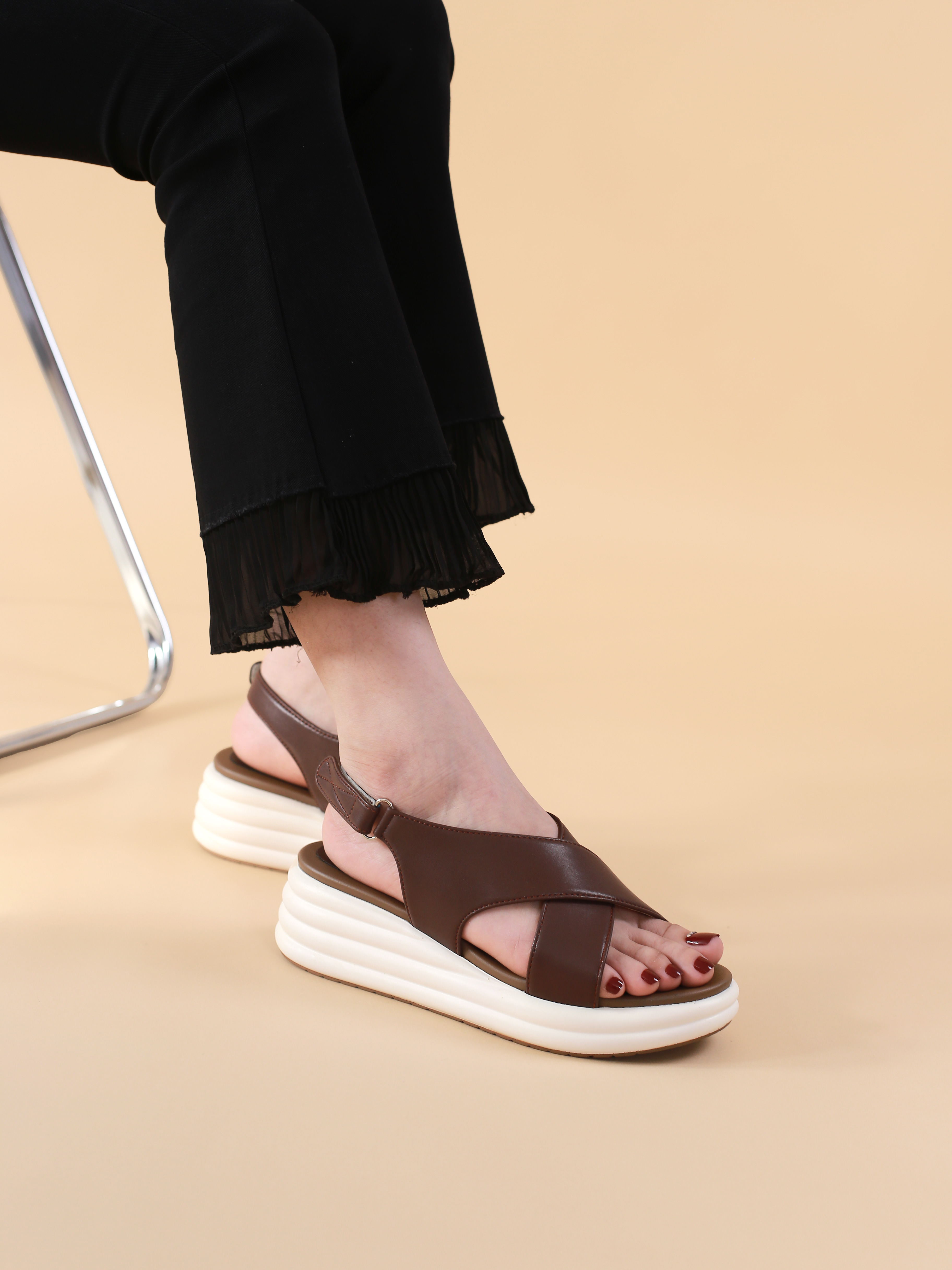 Mô tả Giày Sandal Bánh Mì Nữ Cillie Đế Cao Mềm 5cm Không Đau Chân Quai Chéo SD30 - 6