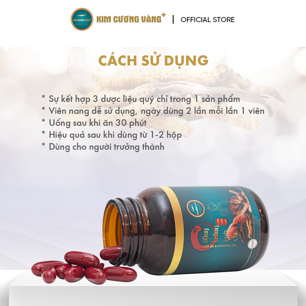 Mô tả Viên Uống Đông Trùng Linh Chi Nhung Hươu Kim Cương Vàng - Tăng Cường Đề Kháng, Bồi Bổ Cơ Thể 60 viên - 1