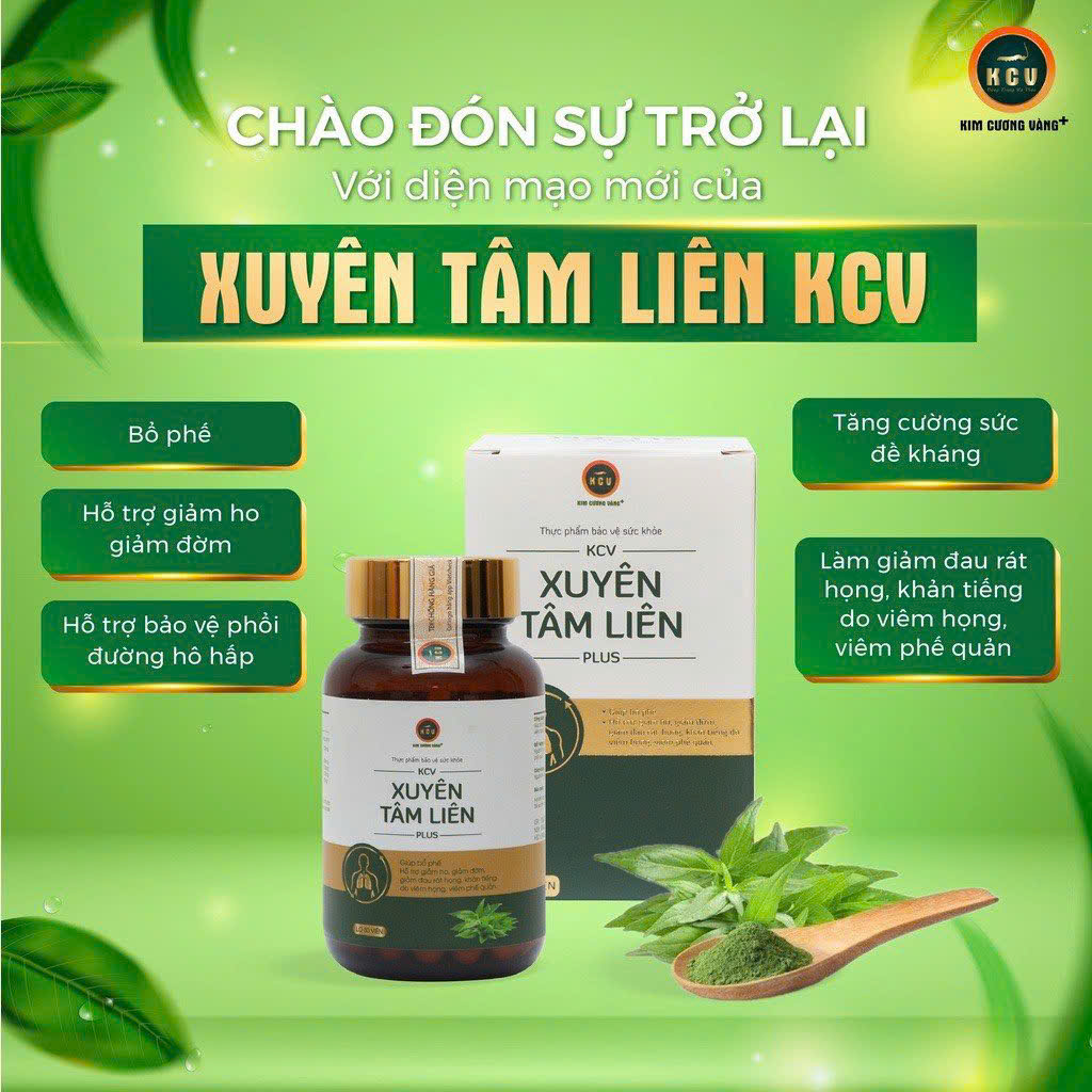 Mô tả Viên Uống Xuyên Tâm Liên HSD 06.2025  Hỗ Trợ Hô Hấp Gỉam Ho Đông Trùng Hạ Thảo (30 Viên/Hộp)  Kim Cương Vàng - 2