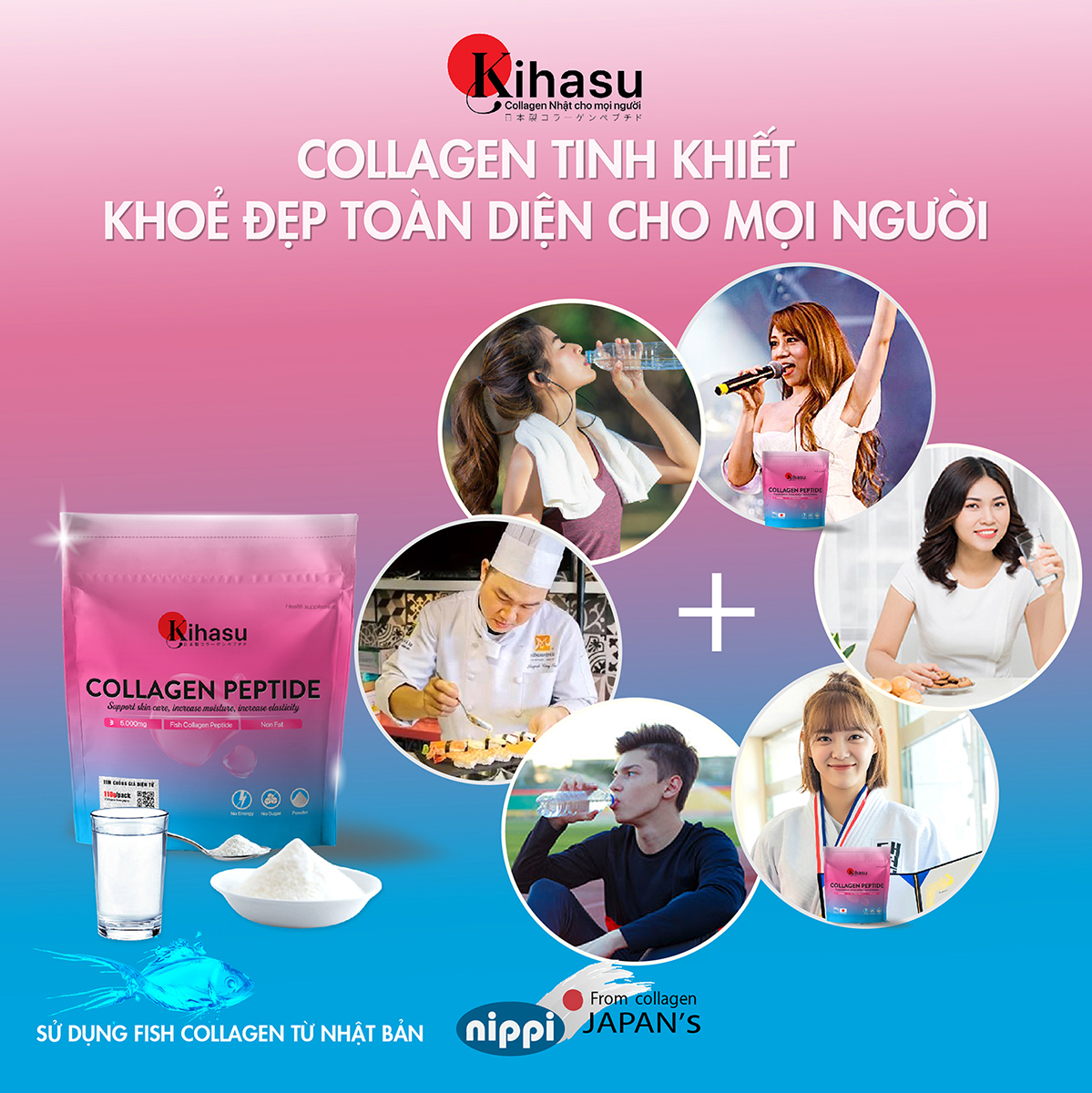 Mô tả Bột Collagen Kihasu 100% Tinh Khiết Dưỡng Trắng Da, Chống Lão Hóa, Tăng Độ Đàn Hồi, Hỗ Trợ Xương Khớp, Hương Vị Dễ Uống - 3
