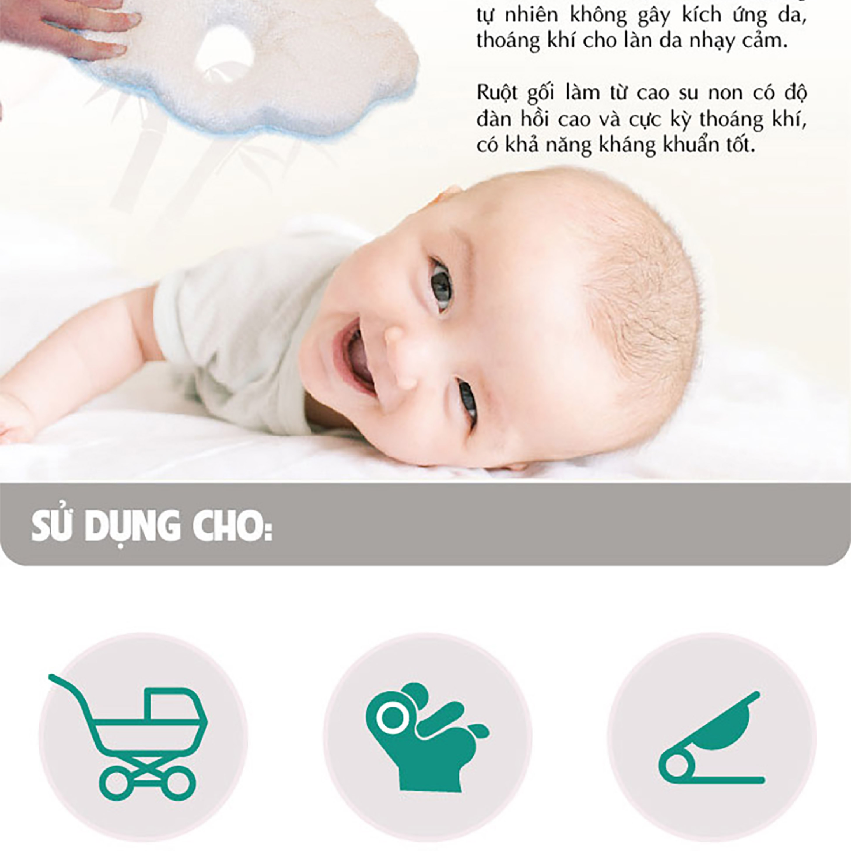 Mô tả Babyworks Gối chống bẹt đầu cho bé chất liệu cao su non mềm mại và đàn hồi - 4