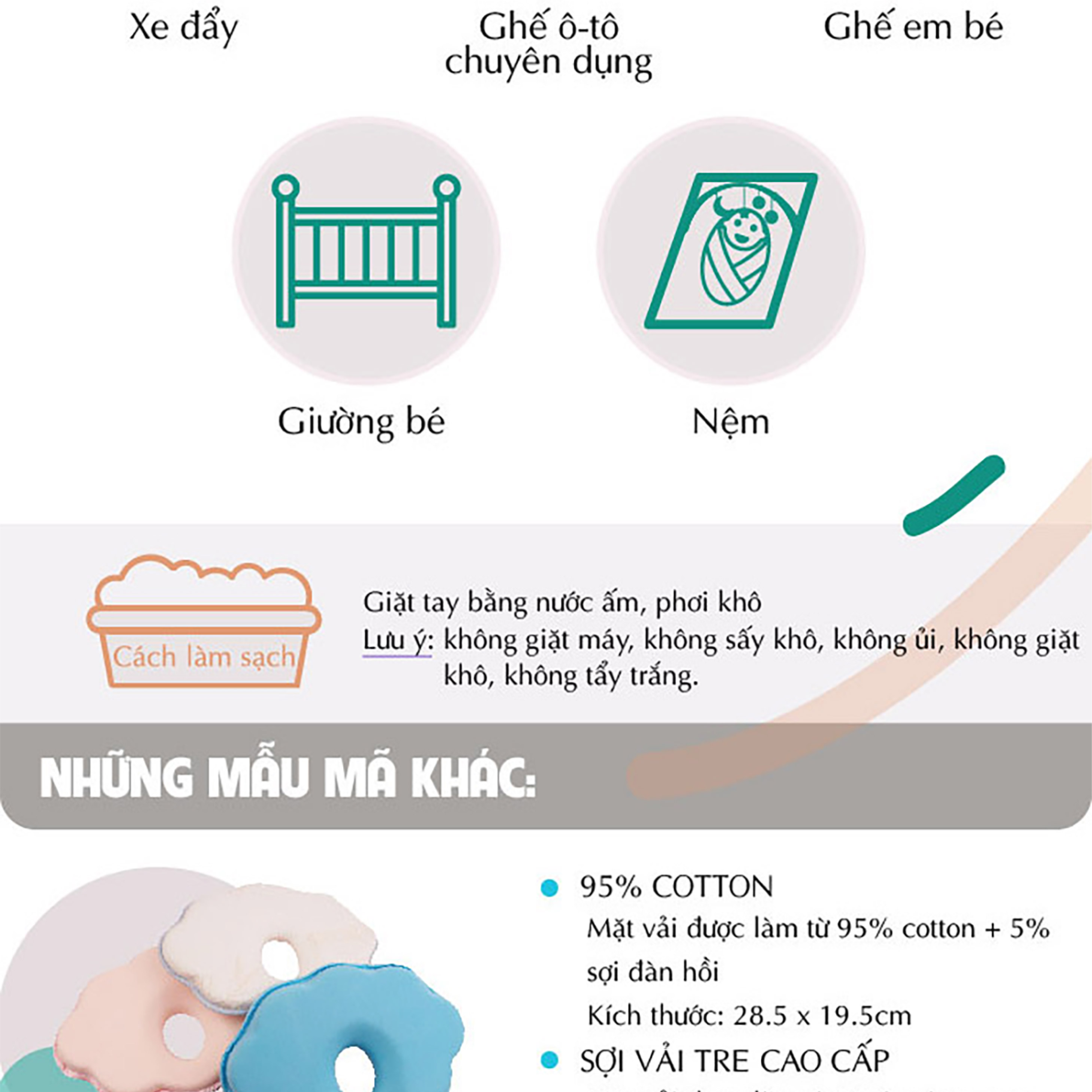 Mô tả Babyworks Gối chống bẹt đầu cho bé chất liệu cao su non mềm mại và đàn hồi - 5