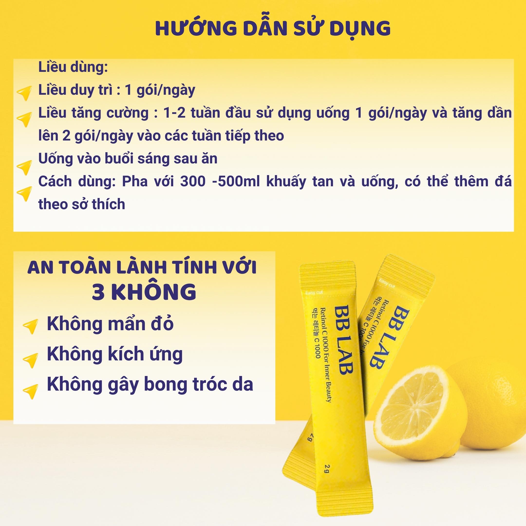 Mô tả Bột BB LAB Retinol C 1000 - Trẻ Hóa Da, Tăng Collagen, Mờ Thâm, Giảm Mụn, Se Khít Lỗ Chân Lông (30 Gói/Hộp) - 9