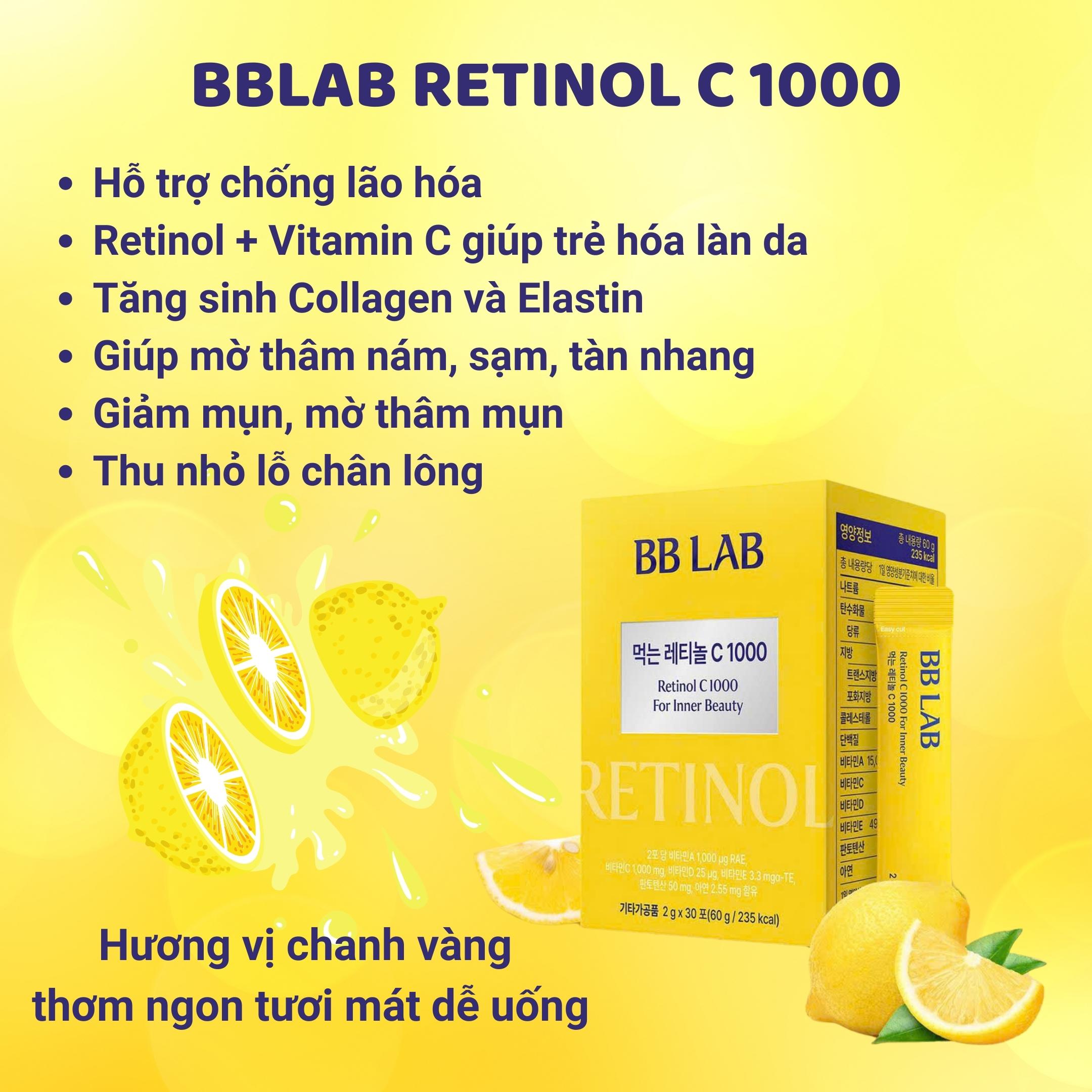 Mô tả Bột BB LAB Retinol C 1000 - Trẻ Hóa Da, Tăng Collagen, Mờ Thâm, Giảm Mụn, Se Khít Lỗ Chân Lông (30 Gói/Hộp) - 1