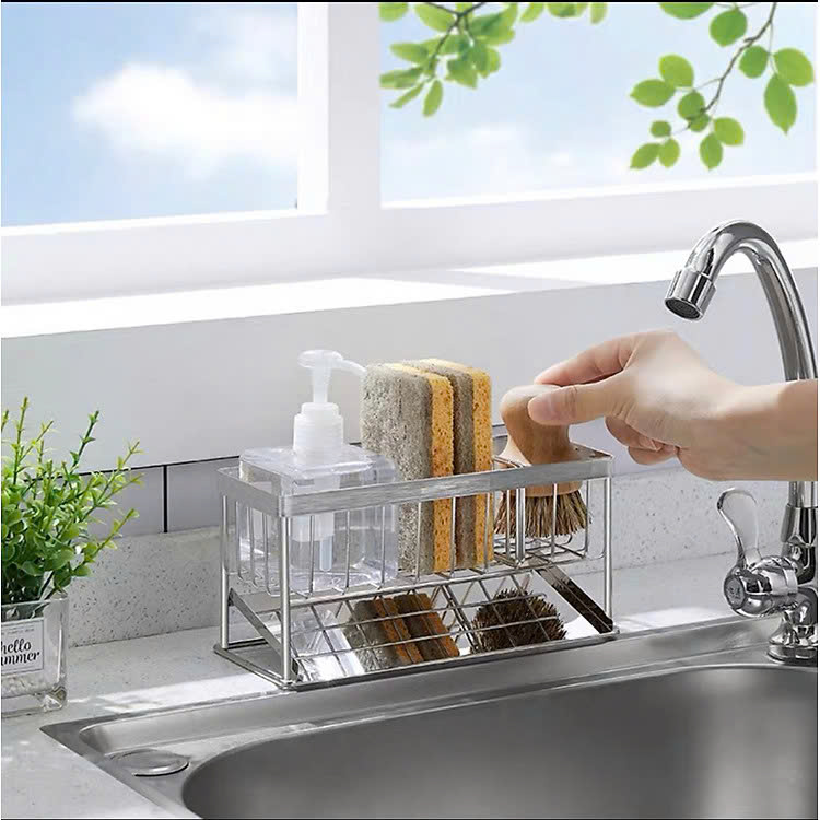 Mô tả Kệ Inox Để Đồ Rửa Chén Bát Lavabo Có Khay Hứng Nước Tiện Lợi - OENON - 1