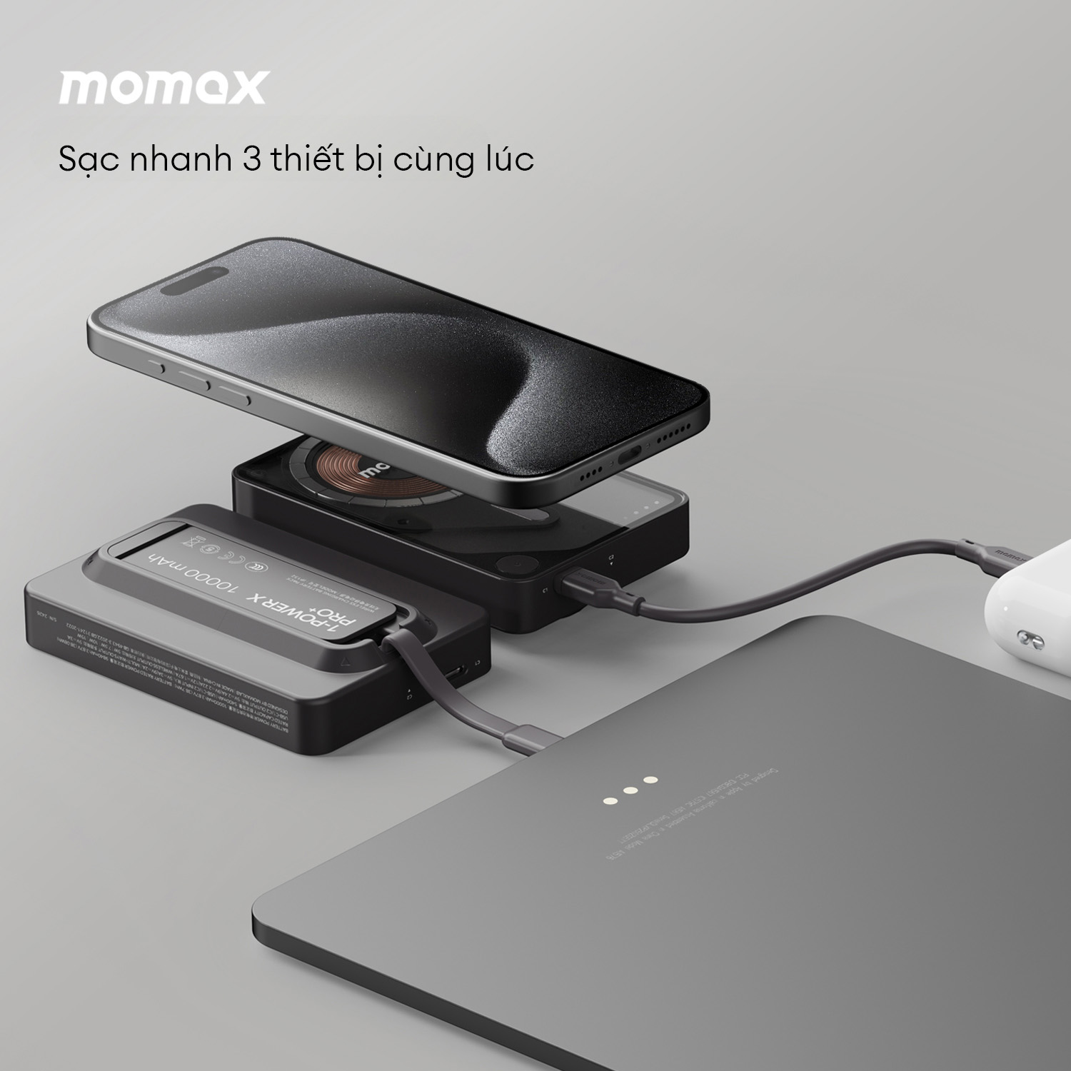 Cổng sạc nhanh USB-C PD 20W trên pin dự phòng Momax