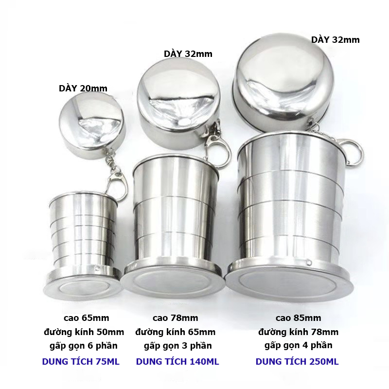 Ly Inox gấp gọn, cốc xếp gọn du lịch bằng inox bỏ túi tiện lợi | Shopee ...