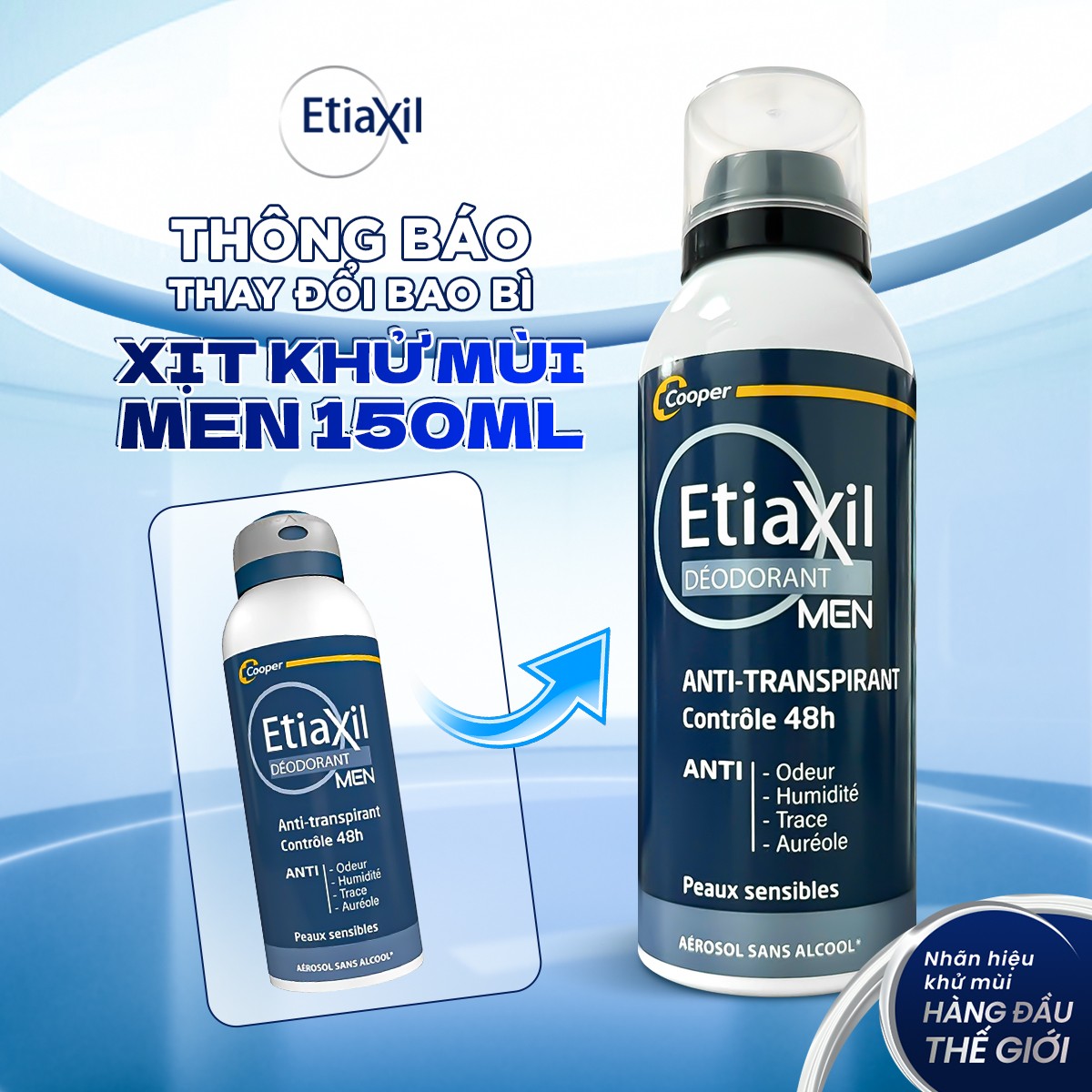 Mô tả Xịt ngăn mồ hôi & khử mùi 48H Etiaxil Men 150ml - 1