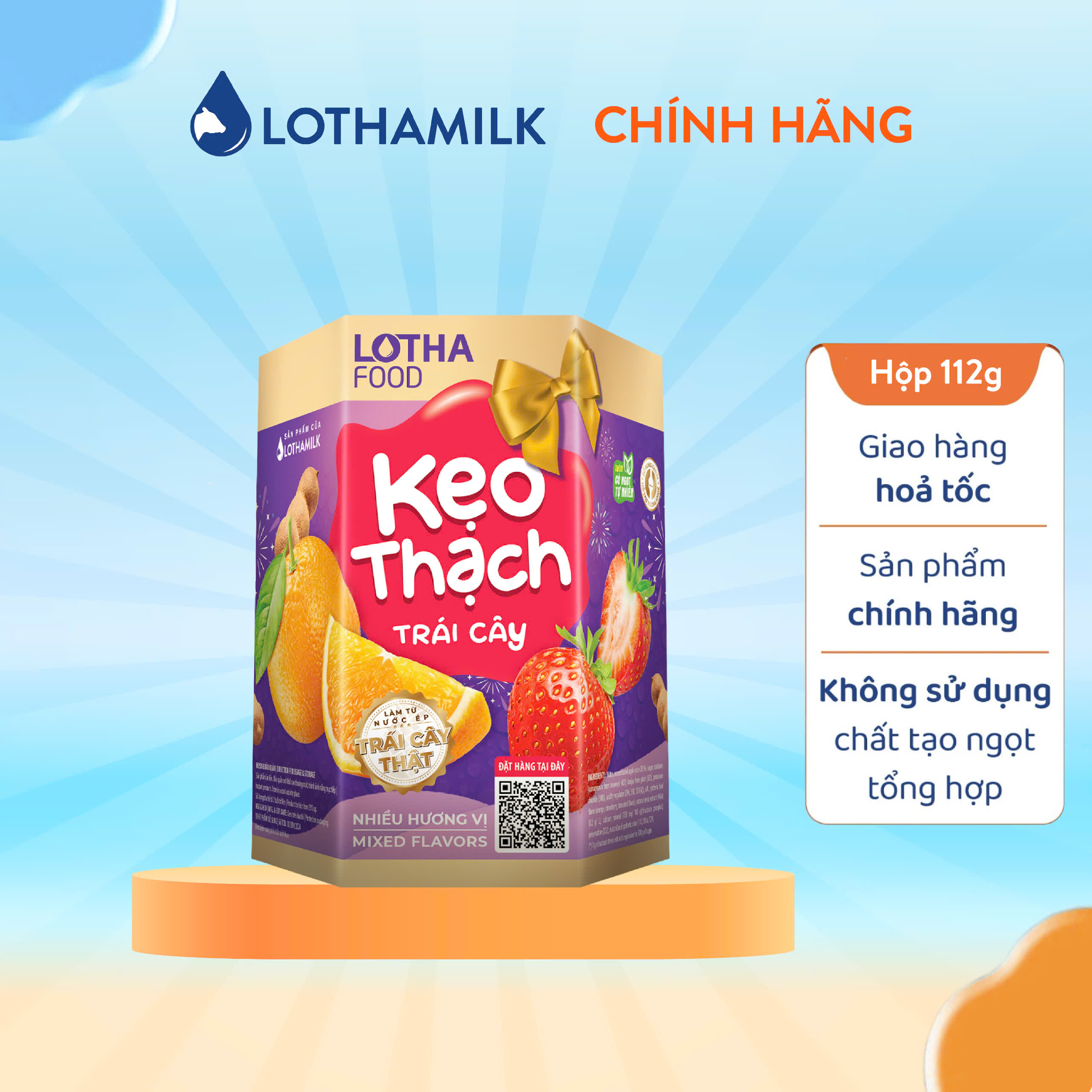 Mô tả Hộp Kẹo Thạch Lothamilk 112g (8 gói x 14g) Ngon, Dai Giòn, Tốt Cho Sức Khỏe - 1