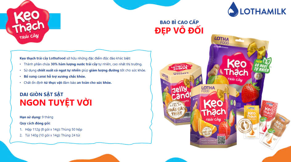 Mô tả Túi Kẹo Thạch Trái Cây Lothamilk 140g (10 Gói x 14g) - Ngon, Dai Giòn, Tốt Cho Sức Khỏe - 2