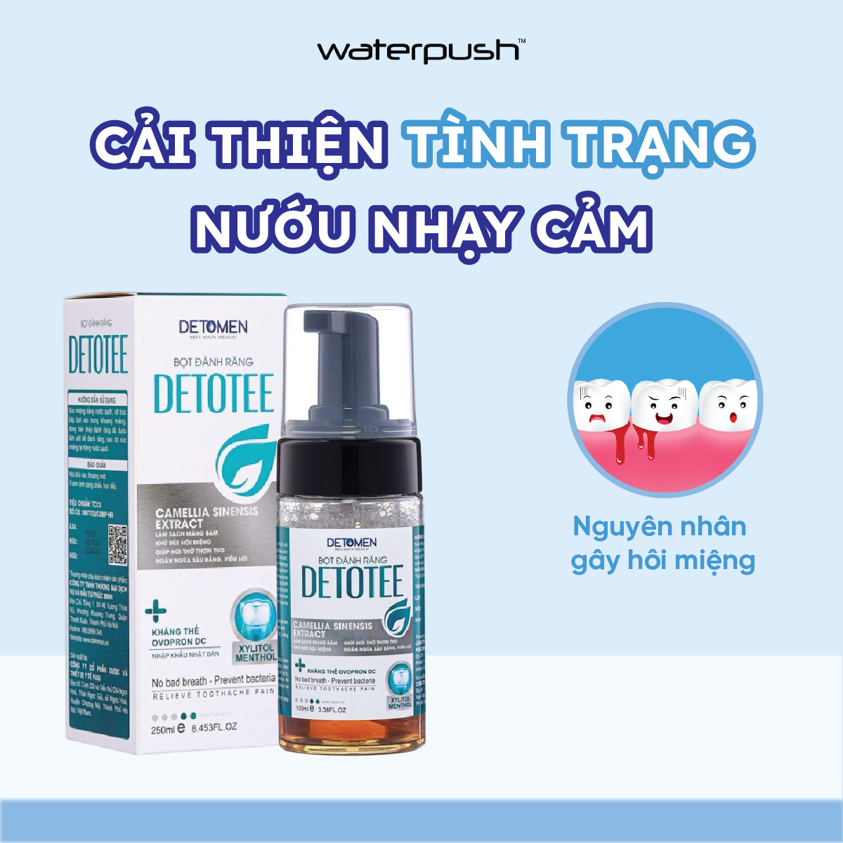 Mô tả Bọt Đánh Răng Detotee - Giúp Chắc Nướu Giảm Hôi Miệng - Dạng bọt thẩm thấu nhanh vào từng kẽ răng - 1