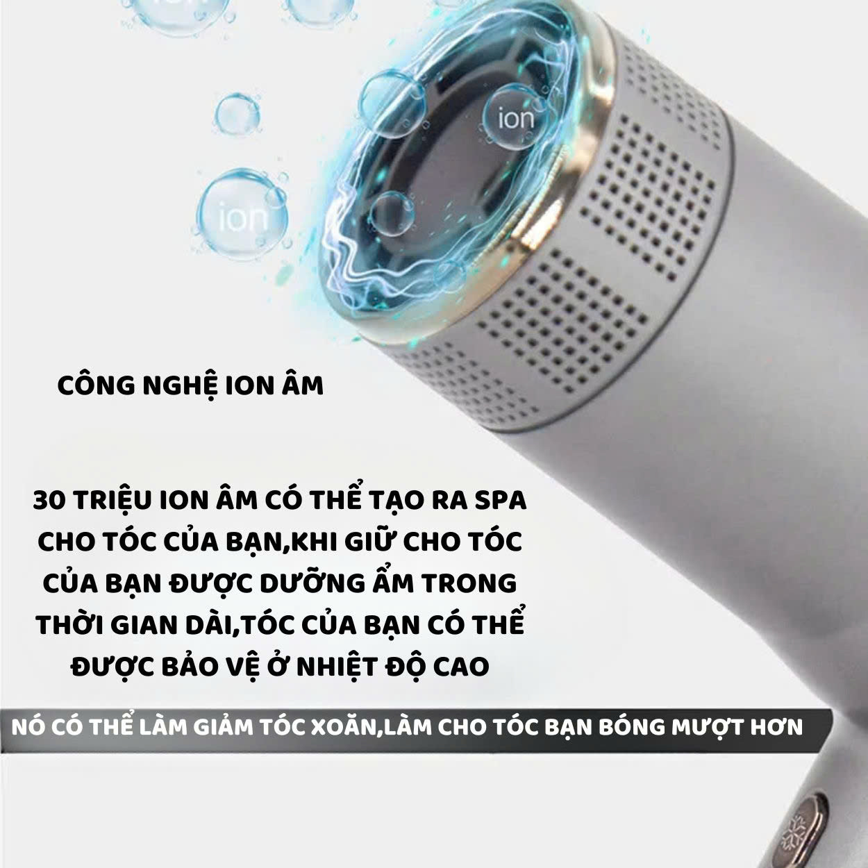 Mô tả Máy sấy tóc cao cấp ENZO 8003, với công nghệ ION âm cho mái tóc bóng mượt tự nhiên BH 5 Năm - 2