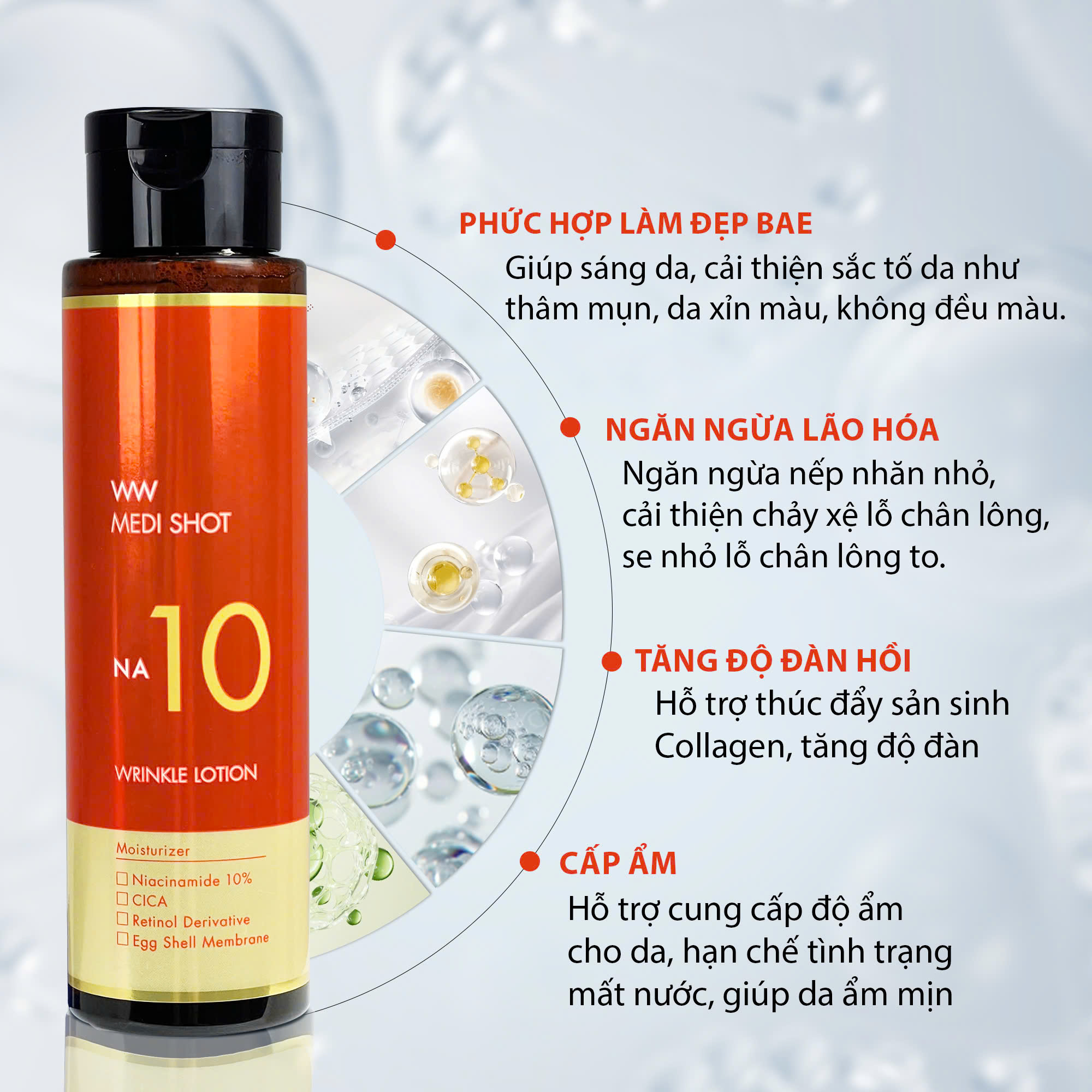 Mô tả Nước Hoa Hồng Dưỡng Sáng Làm Mịn Da Niacinamide 10% Lotion NA10 MEISHOKU 180ML - 4