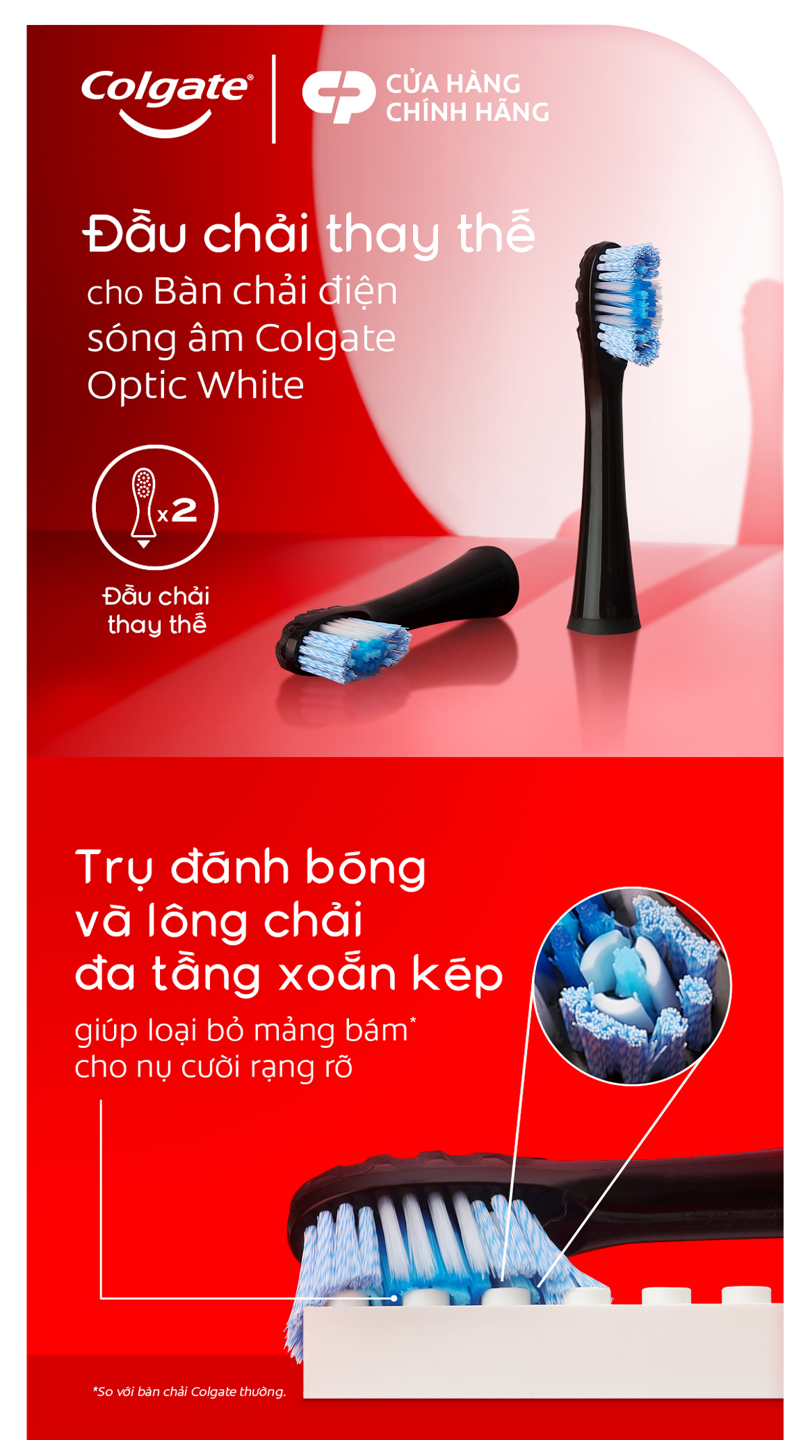 Mô tả Bộ 2 đầu thay bàn chải điện Colgate Optic White, hỗ trợ làm trắng răng (Không kèm bàn chải) - 1