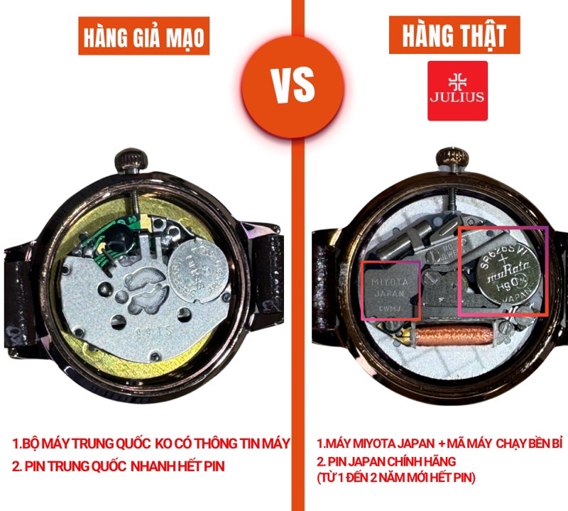 Mặt đồng hồ Julius JA-863 vuông 2.8cm