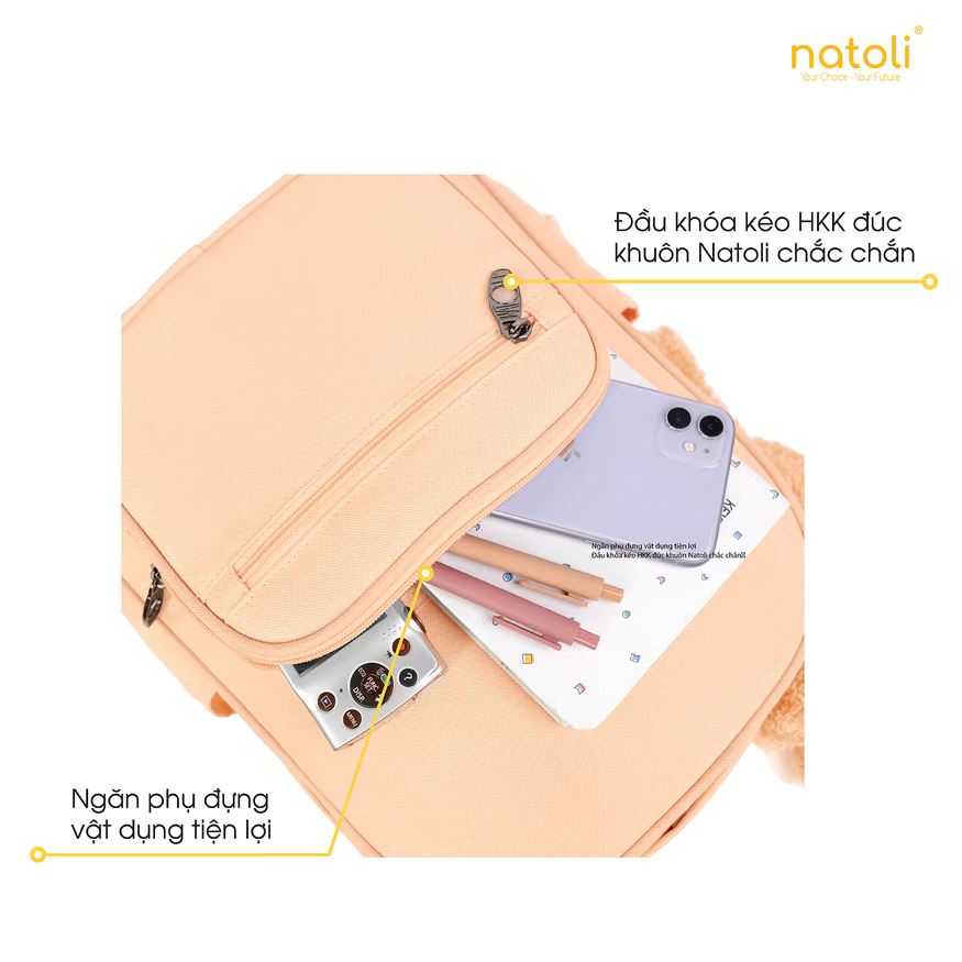 Các ngăn của balo thỏ bông NATOLI