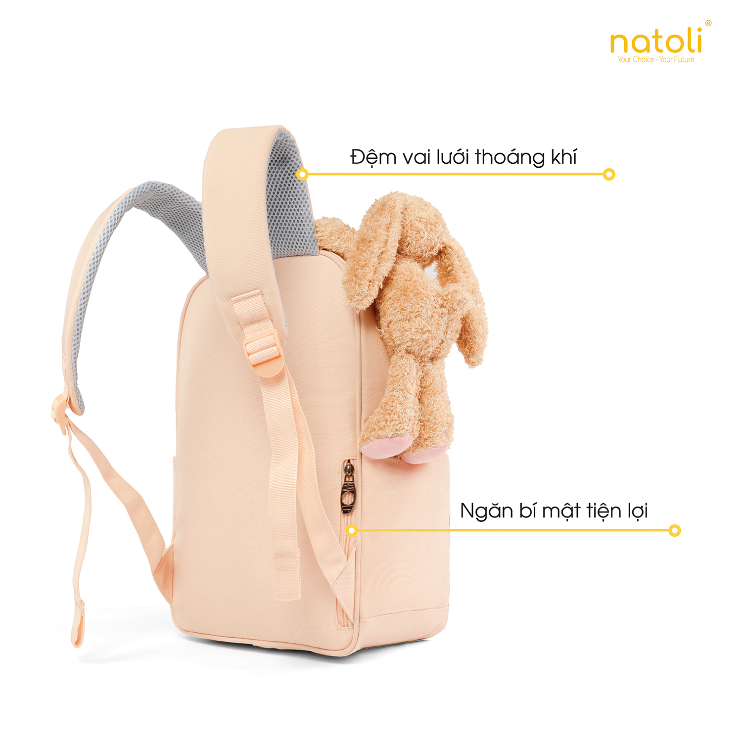 Mô tả Balo nữ thỏ bông jellycat bunny cao cấp NATOLI nhiều ngăn đi học cute phong cách hàn quốc - BST Sweet Bunny Backpack B28 - 6