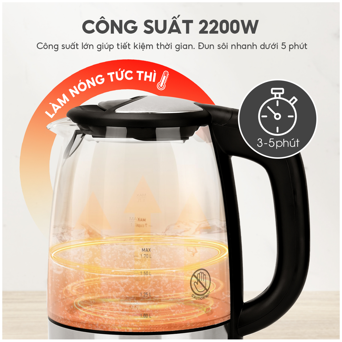 Ấm siêu tốc Lebenlang LBL2879 dung tích 1.7 lít