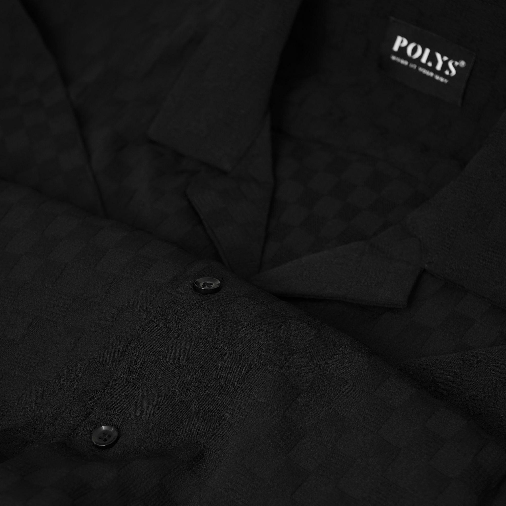 Mô tả Áo Sơ Mi Nam POLYS Trắng Đen Dáng Suông Vừa BEVIS - 5