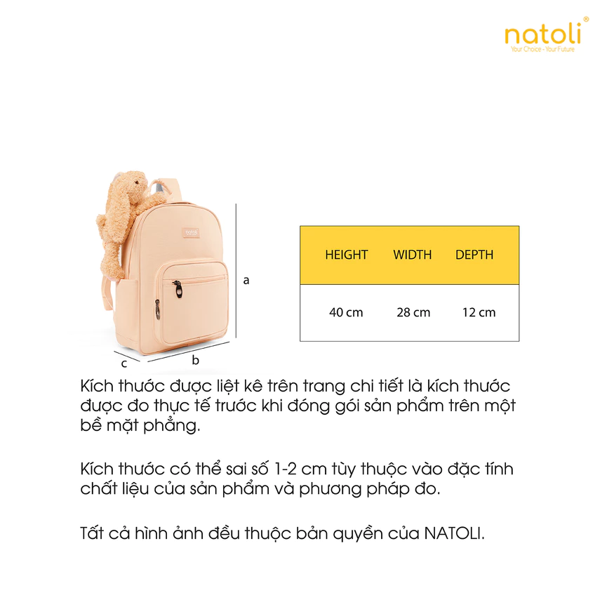 Kích thước balo NATOLI