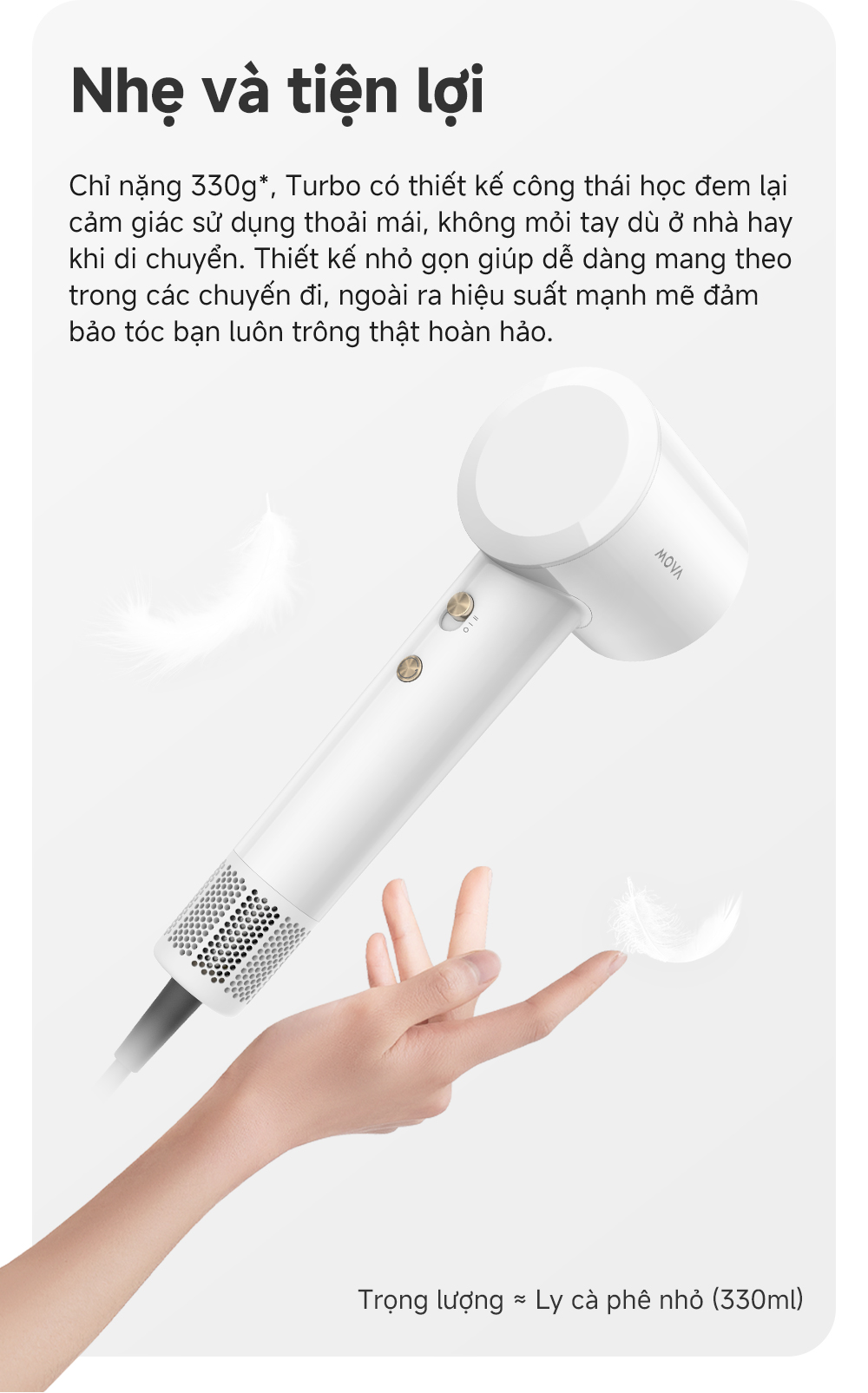 Mô tả Máy sấy tóc tốc độ cao Mova Turbo - Hàng chính hãng - Bảo hành 12 tháng - 8