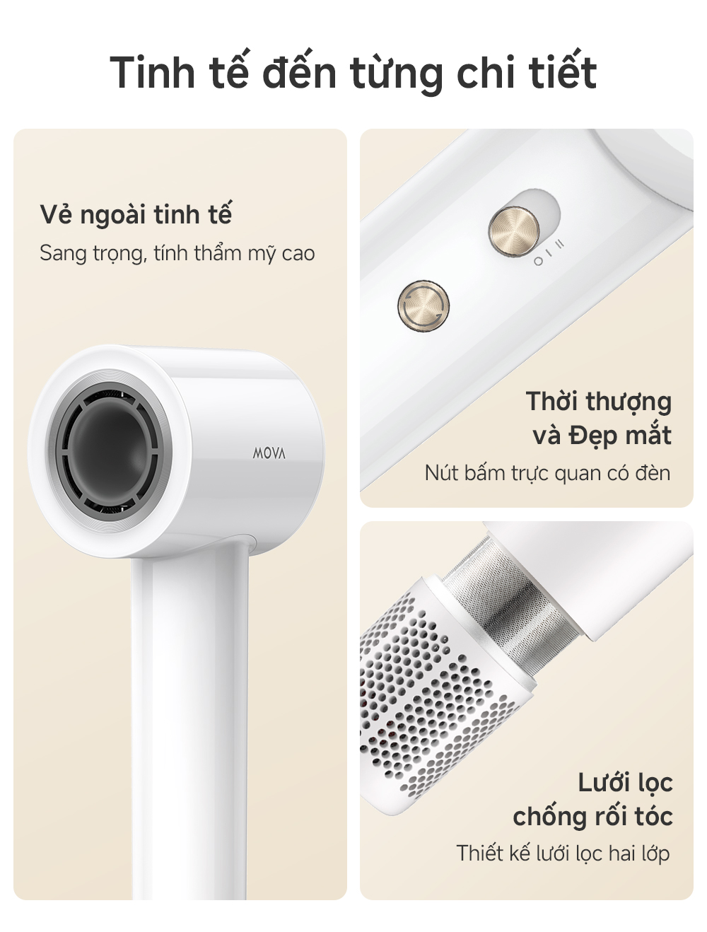 Mô tả Máy sấy tóc tốc độ cao Mova Turbo - Hàng chính hãng - Bảo hành 12 tháng - 9