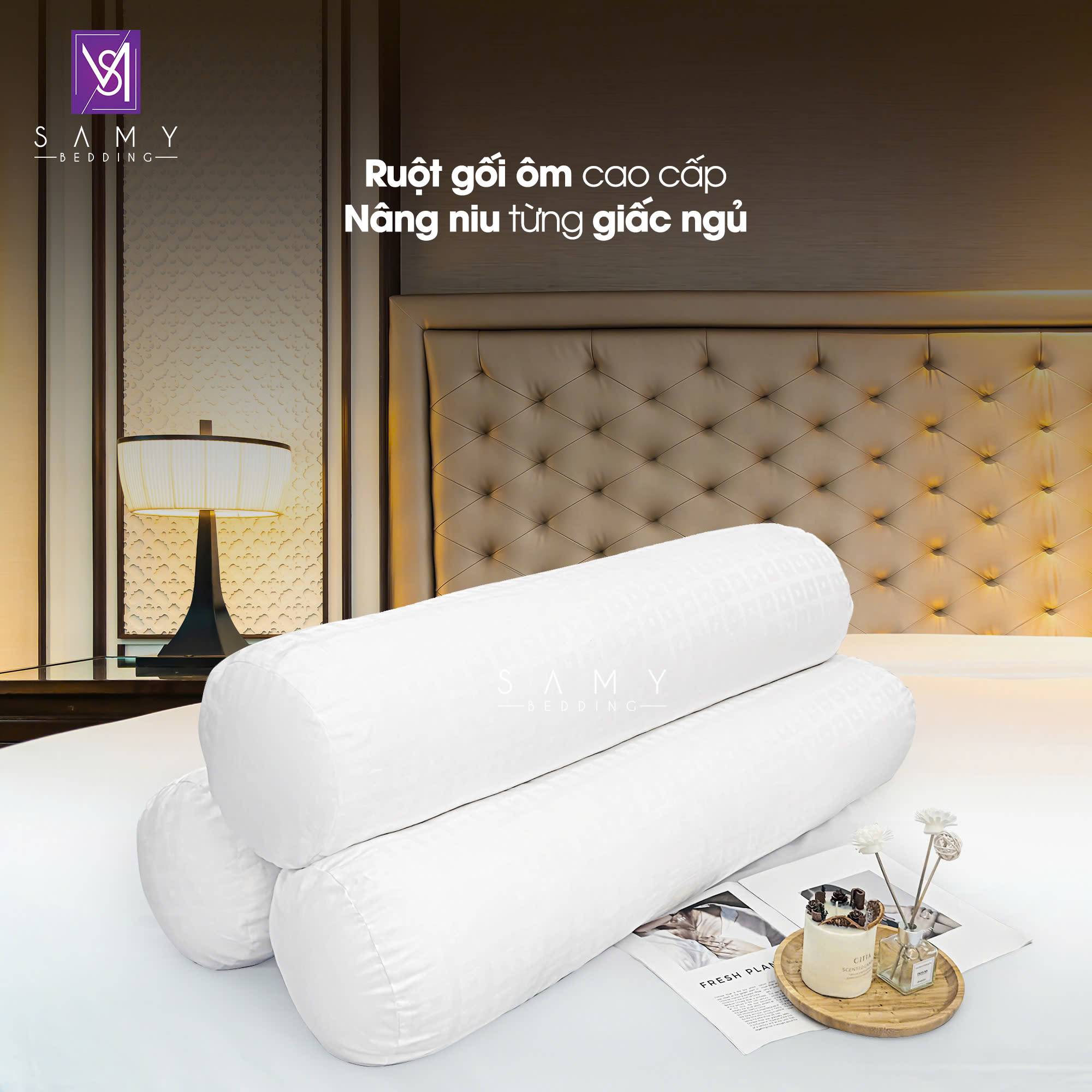 Mô tả Ruột Gối Ôm Cao Cấp SAMY BEDDING Khách Sạn 5 Sao Luxury Microliquid Ammonia Lông Vũ - 1