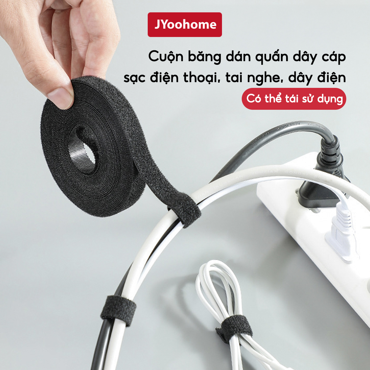 Cuộn Dây Buộc Chống Rối Dây Điện Cáp Sạc JYoohome Dây Băng Dính Nhám Tự ...