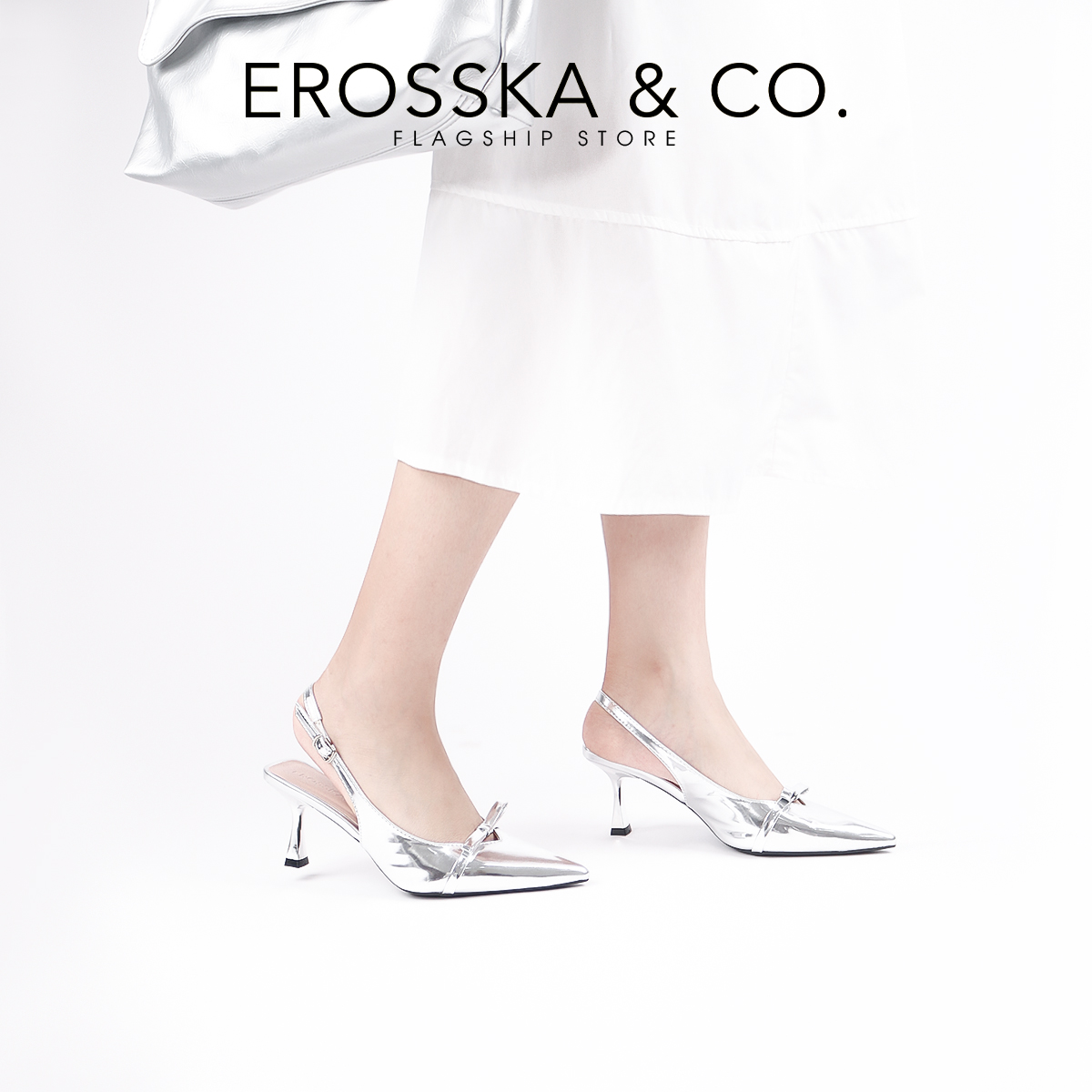 Mô tả Erosska - Giày cao gót nữ mũi nhọn phối nơ kiểu dáng thanh lịch sang trọng màu đen cao 8cm  - EH044 - 9