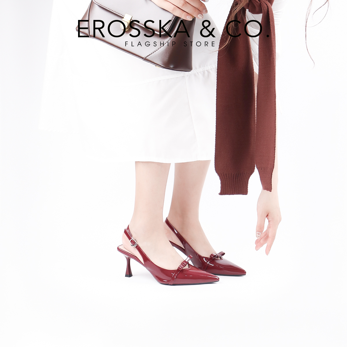 Mô tả Erosska - Giày cao gót nữ mũi nhọn phối nơ kiểu dáng thanh lịch sang trọng màu đen cao 8cm  - EH044 - 10