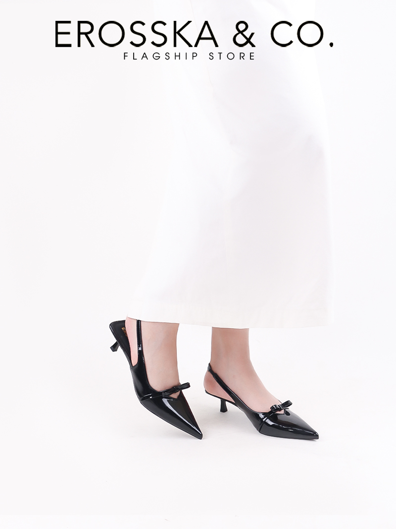 Mô tả Erosska - Giày cao gót nữ mũi nhọn phối nơ kiểu dáng thanh lịch sang trọng màu đen cao 8cm  - EH044 - 7
