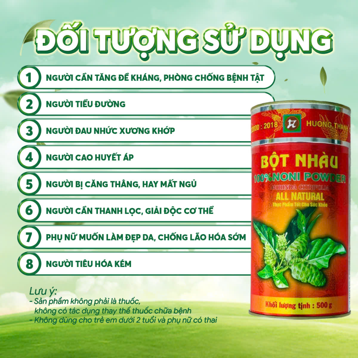 Mô tả Bột Nhàu Nguyên Chất Hương Thanh, NoNi Powder 100%, Làm Từ Quả Nhàu Chín, Giúp Bổ Xương Khớp, Tăng Đề Kháng, Hộp 500g - 2