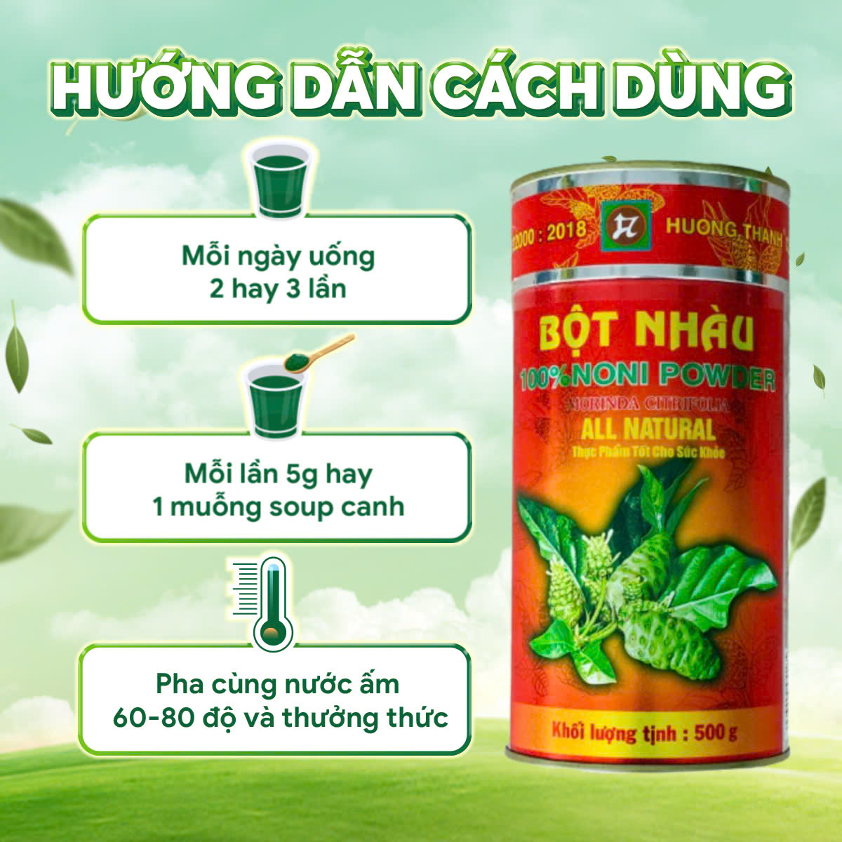Mô tả Bột Nhàu Nguyên Chất Hương Thanh, NoNi Powder 100%, Làm Từ Quả Nhàu Chín, Giúp Bổ Xương Khớp, Tăng Đề Kháng, Hộp 500g - 3