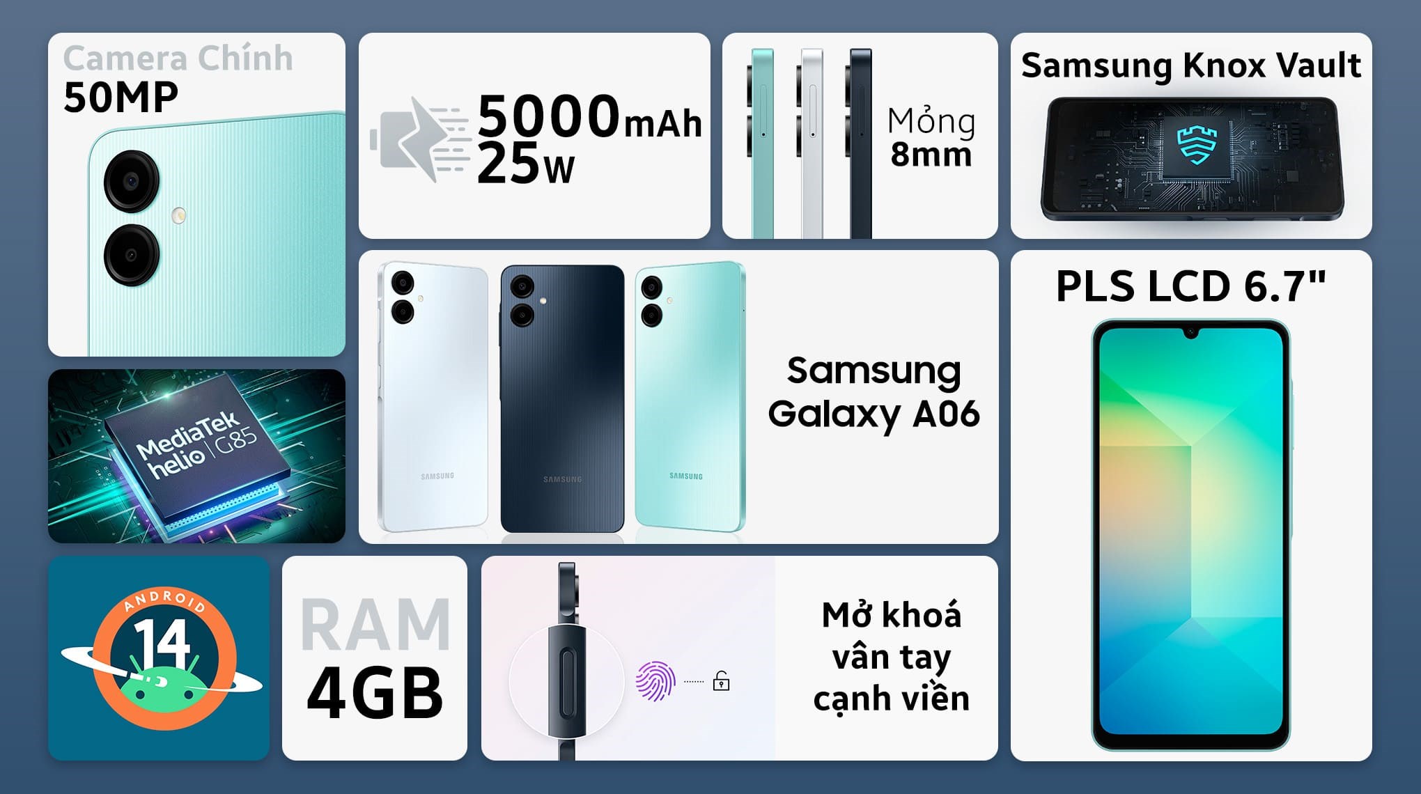 Mô tả Điện Thoại Samsung A06 4GB/128GB - Hàng Chính Hãng - 1