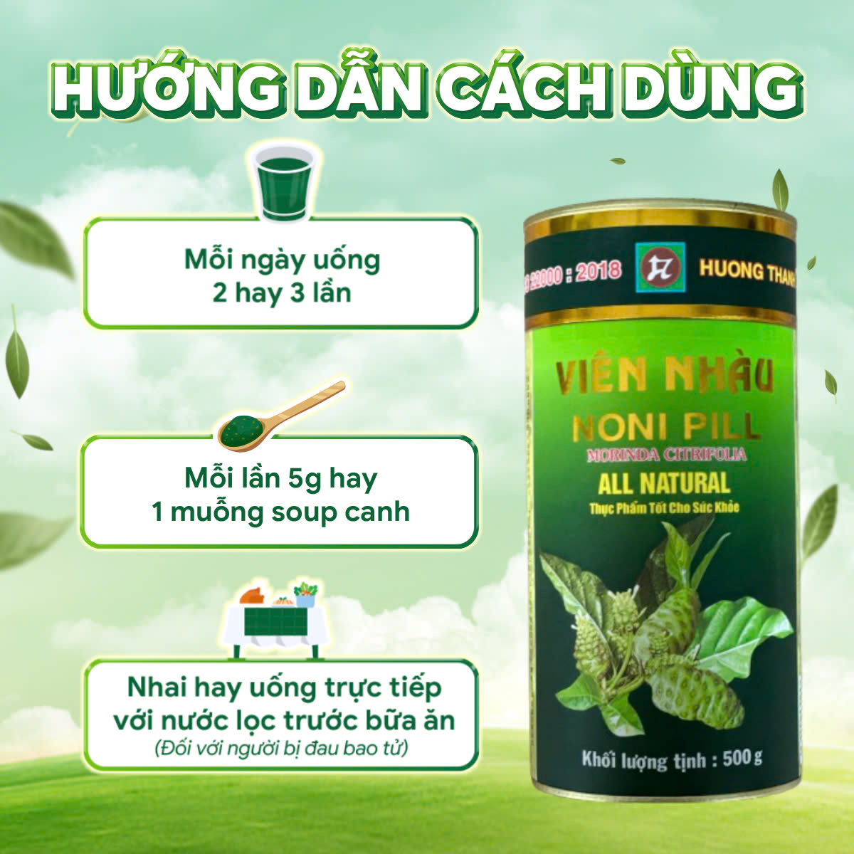 Mô tả Combo 5 Hộp Viên Nhàu Mật Ong Hương Thanh, Hộp 500g - 3