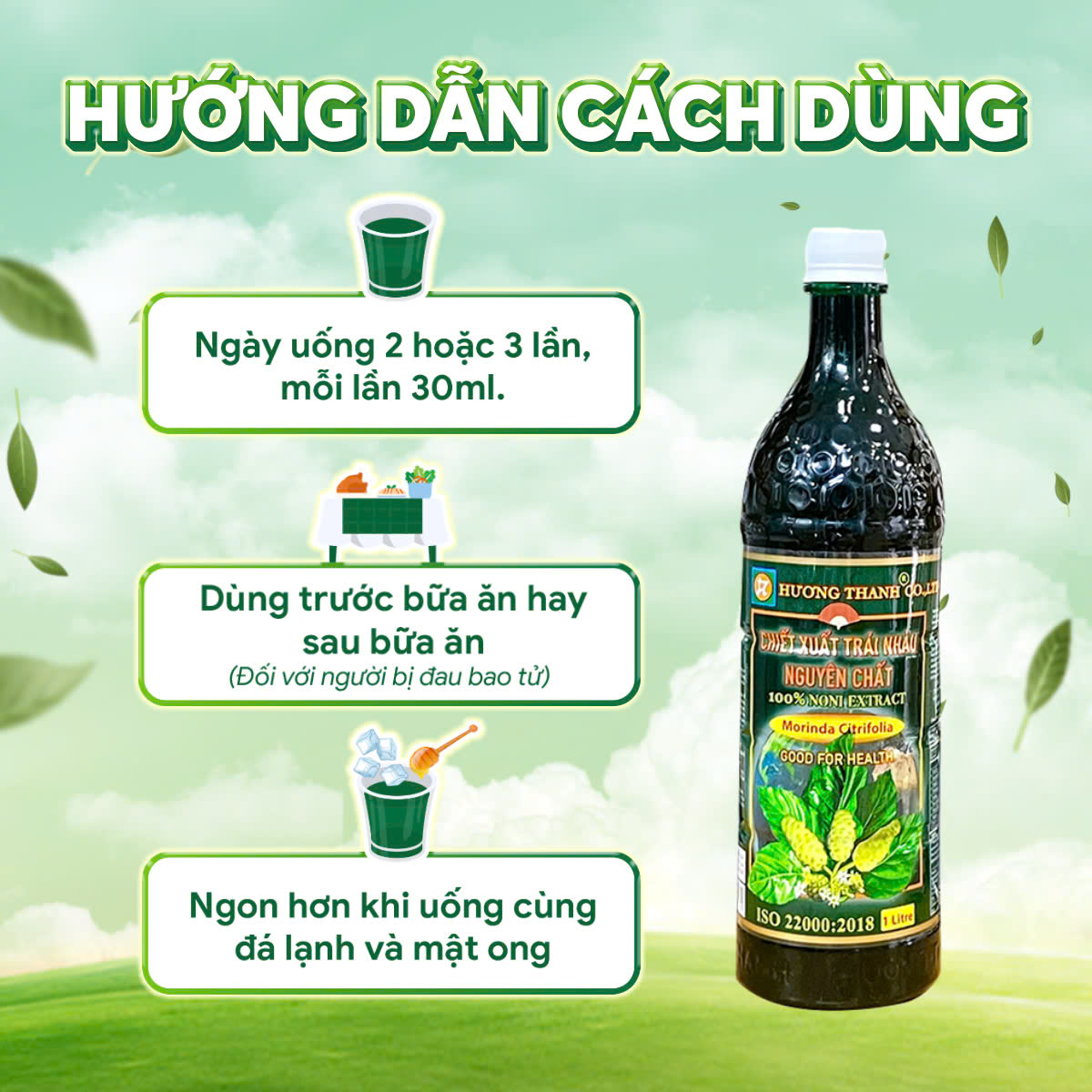 Mô tả Nước Cốt Nhàu 100% Nguyên Chất Noni Hương Thanh, Chai 1L - 3