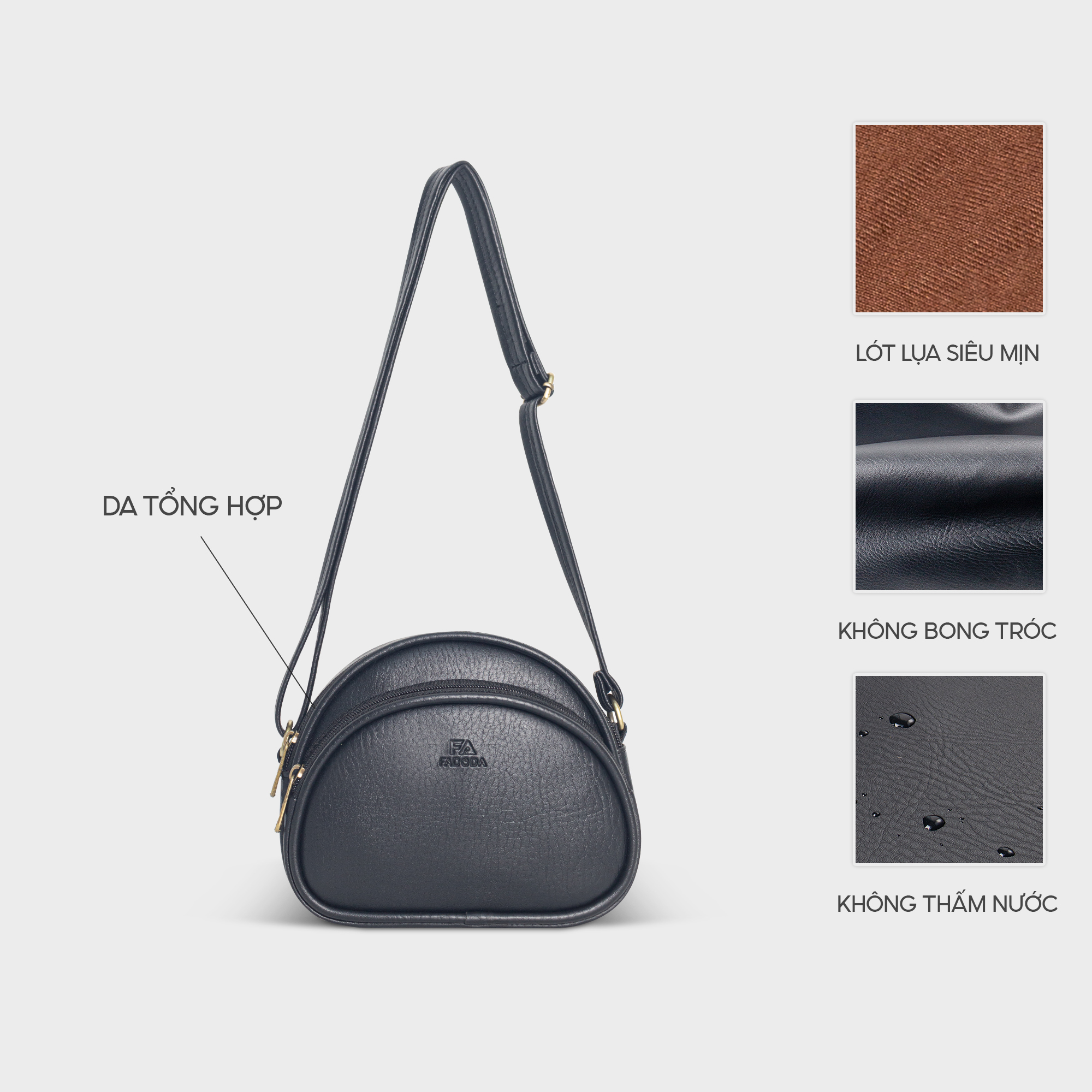 Mô tả Túi đeo chéo nữ mini dáng bầu thời trang Fadoda FN41 - 4