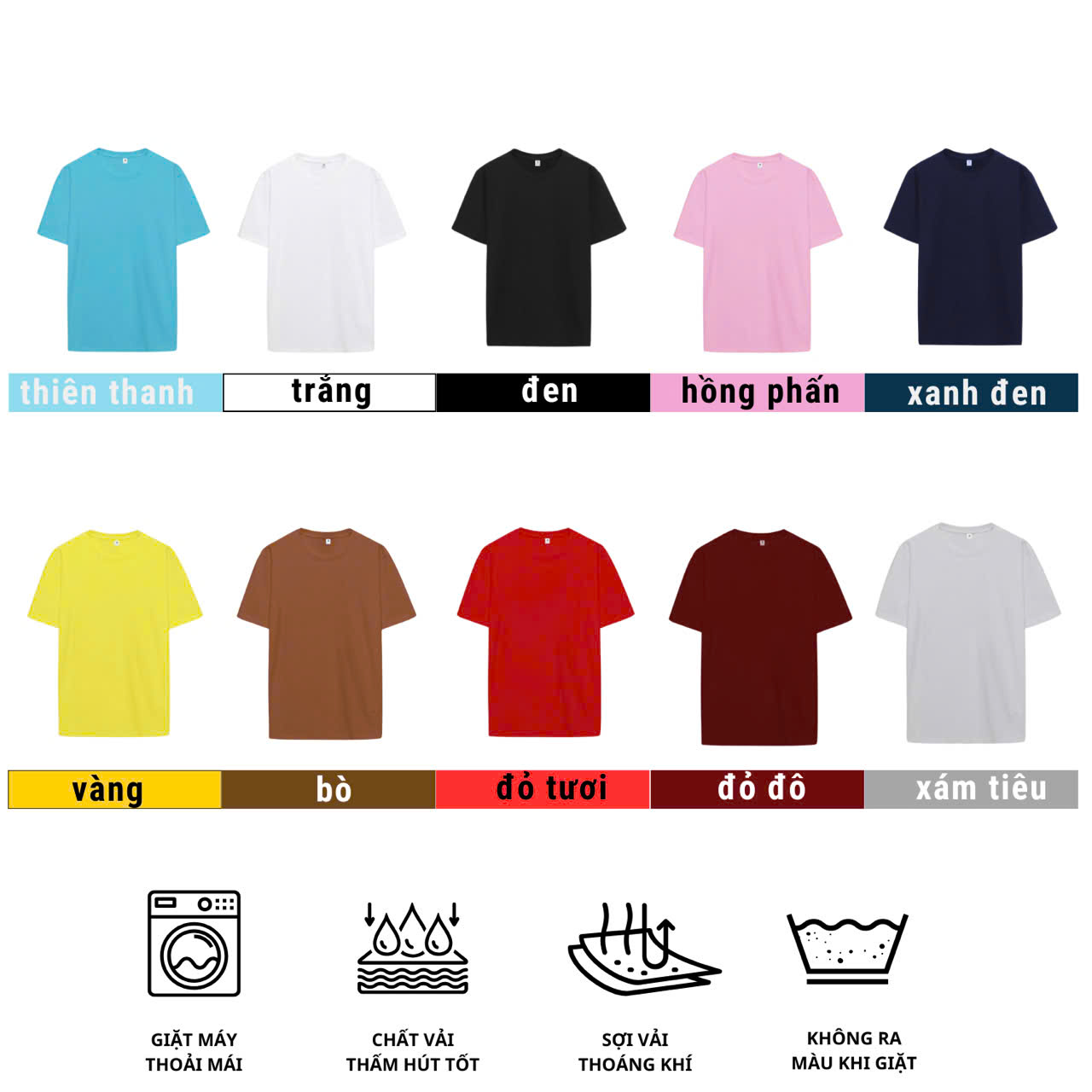 Mô tả Áo thun Gấu 194 phông trơn cổ tròn tay ngắn, vải Su xược mềm mịn, co dãn, from nhỏ - XUOC - 2