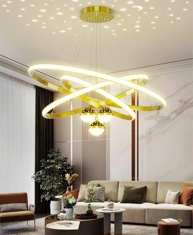 Mô tả Đèn thả MONSKY IVEN 3 vòng 3 rọi hiện đại phản chiếu hình trăng sao vô cùng đẹp mắt 3 chế độ ánh sáng - 8