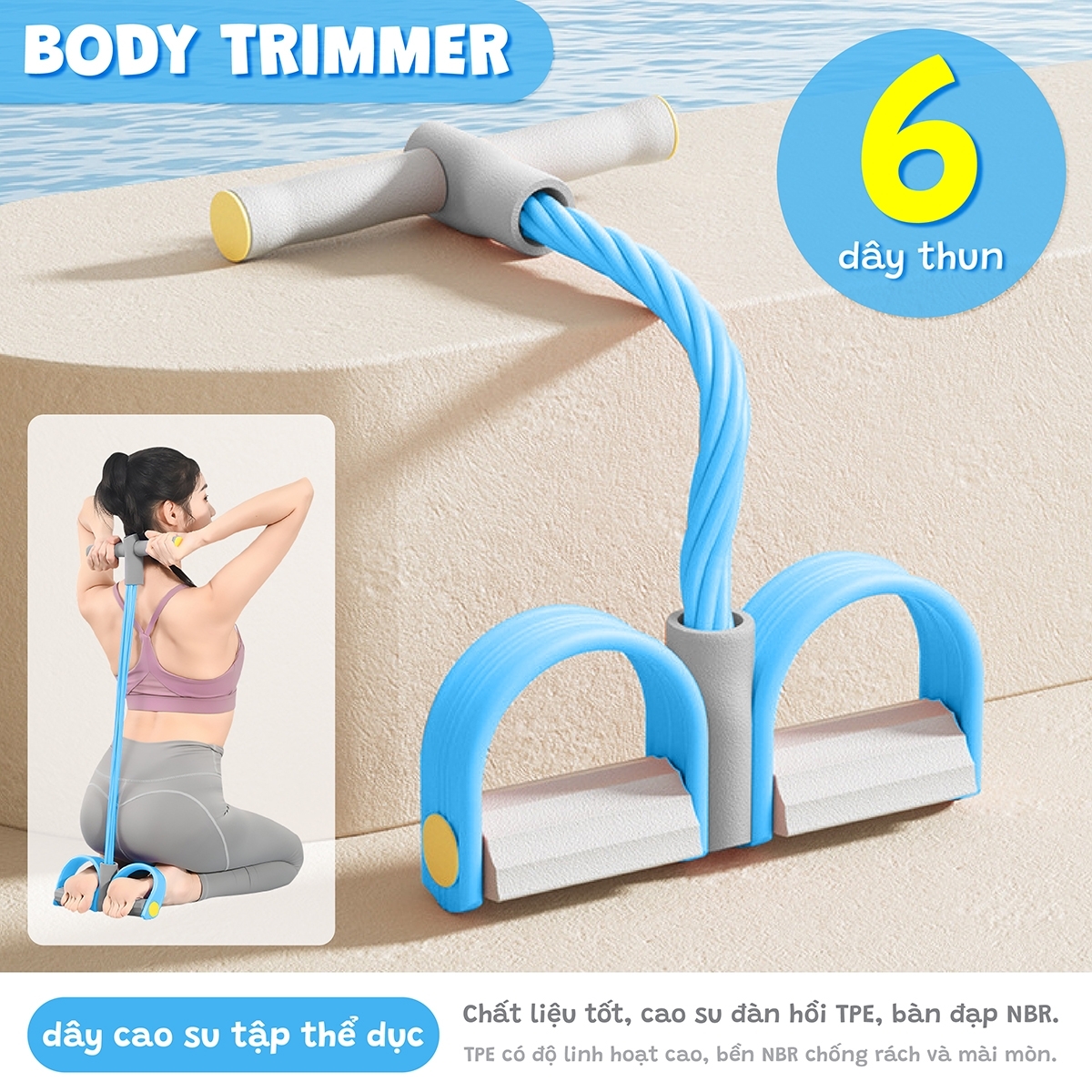Mô tả - 6011N Dây Kéo cơ Đàn Hồi Kháng Lực 6 ống Cao Su gọn nhẹ hỗ trợ Tập Bụng Tại Nhà - 2
