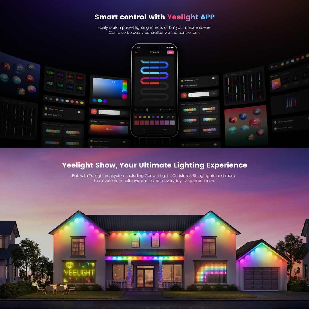 Mô tả Đèn led dây Yeelight Aurora RGBIC, tùy chỉnh 16 triệu màu, đồng bộ âm nhạc, kết nối APP Yeelight - 4